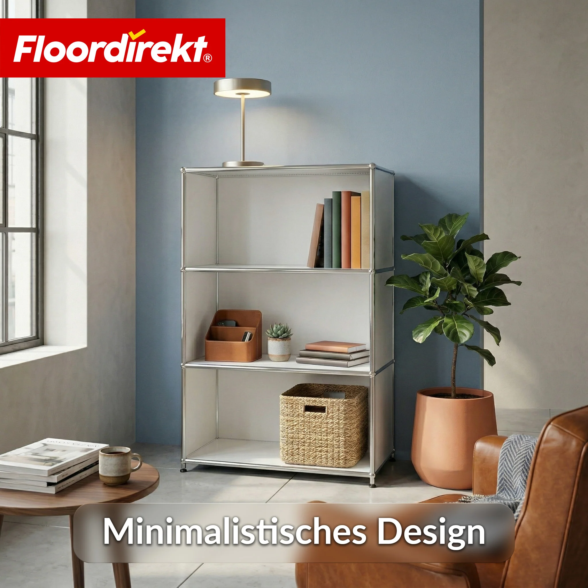 Metallregal | Concept Epure MK-101 | 4 Ablagen Standregal | Bücherregal mit Seitenwänden | Modernes Aufbewahrungsregal - Image 11
