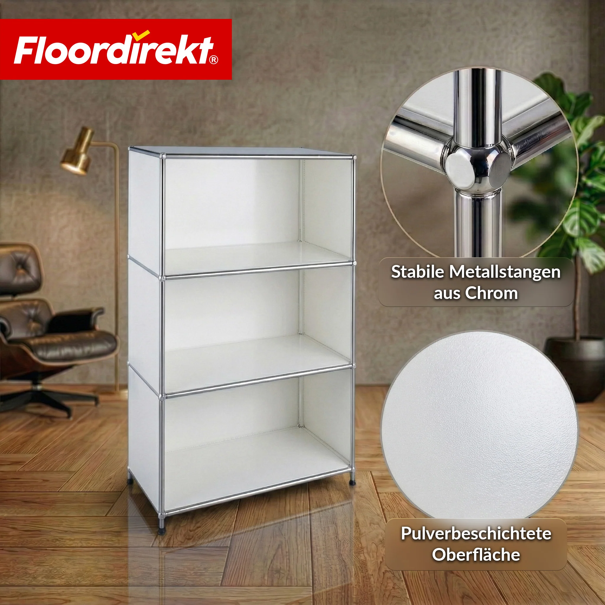 Metallregal | Concept Epure MK-101 | 4 Ablagen Standregal | Bücherregal mit Seitenwänden | Modernes Aufbewahrungsregal - Image 12