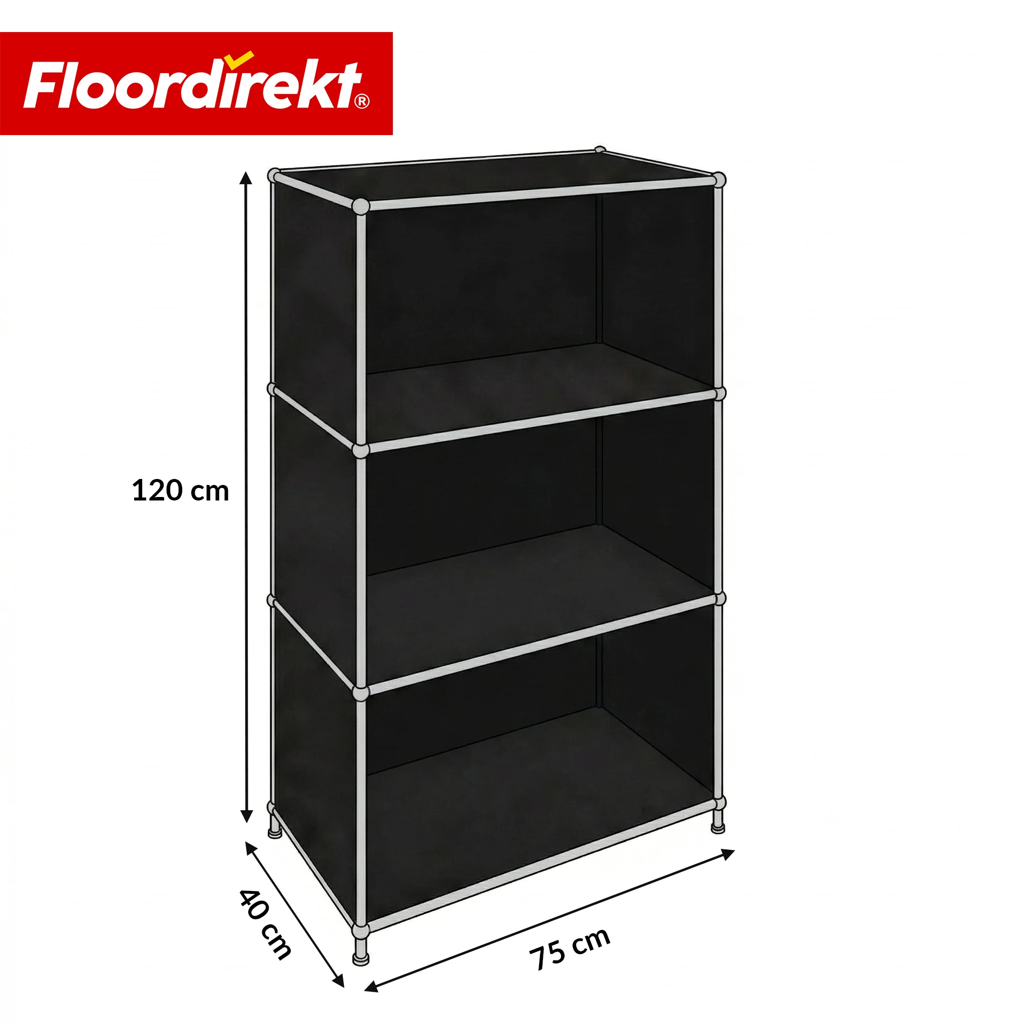 Metallregal | Concept Epure MK-101 | 4 Ablagen Standregal | Bücherregal mit Seitenwänden | Modernes Aufbewahrungsregal - Image 2