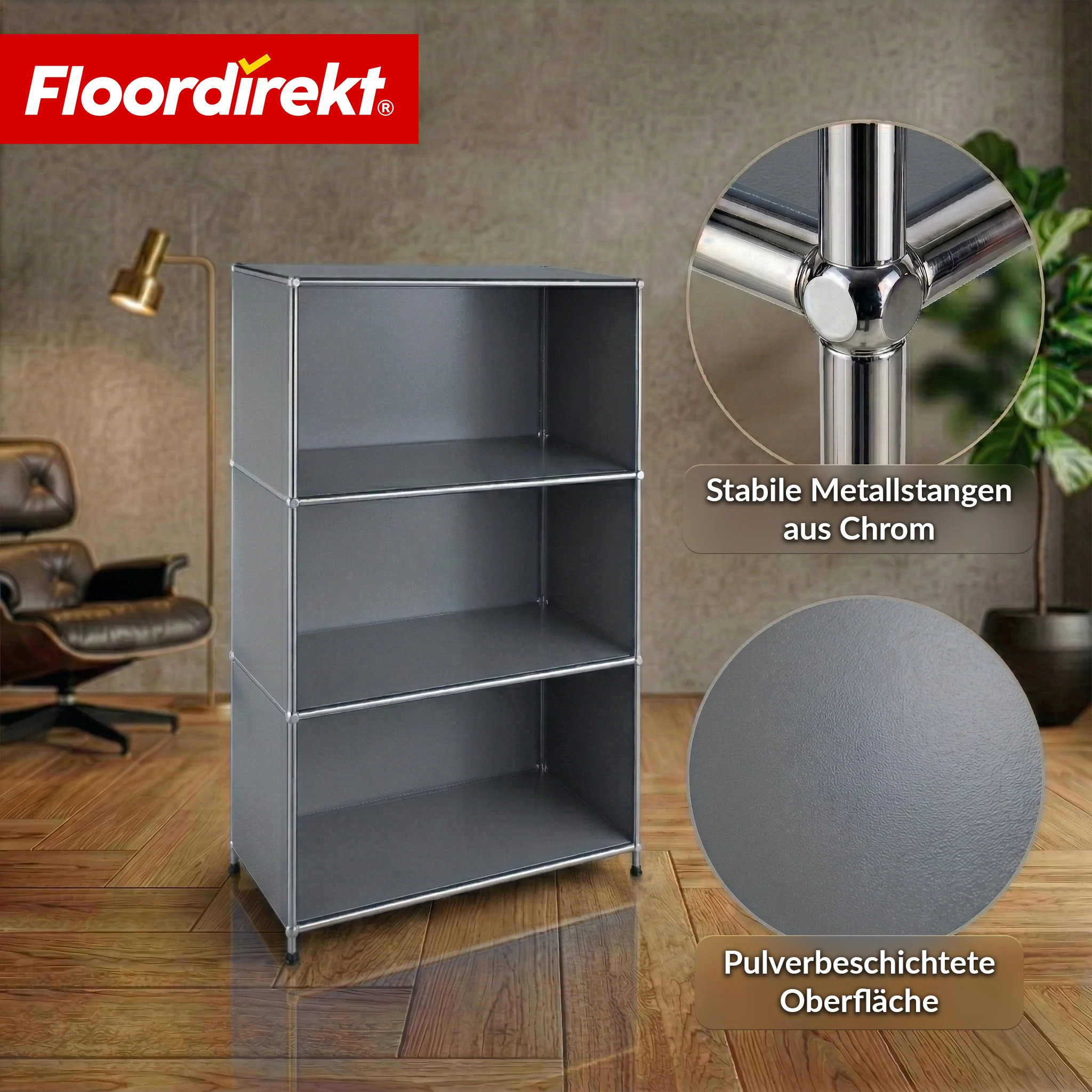 Metallregal | Concept Epure MK-101 | 4 Ablagen Standregal | Bücherregal mit Seitenwänden | Modernes Aufbewahrungsregal - Image 20