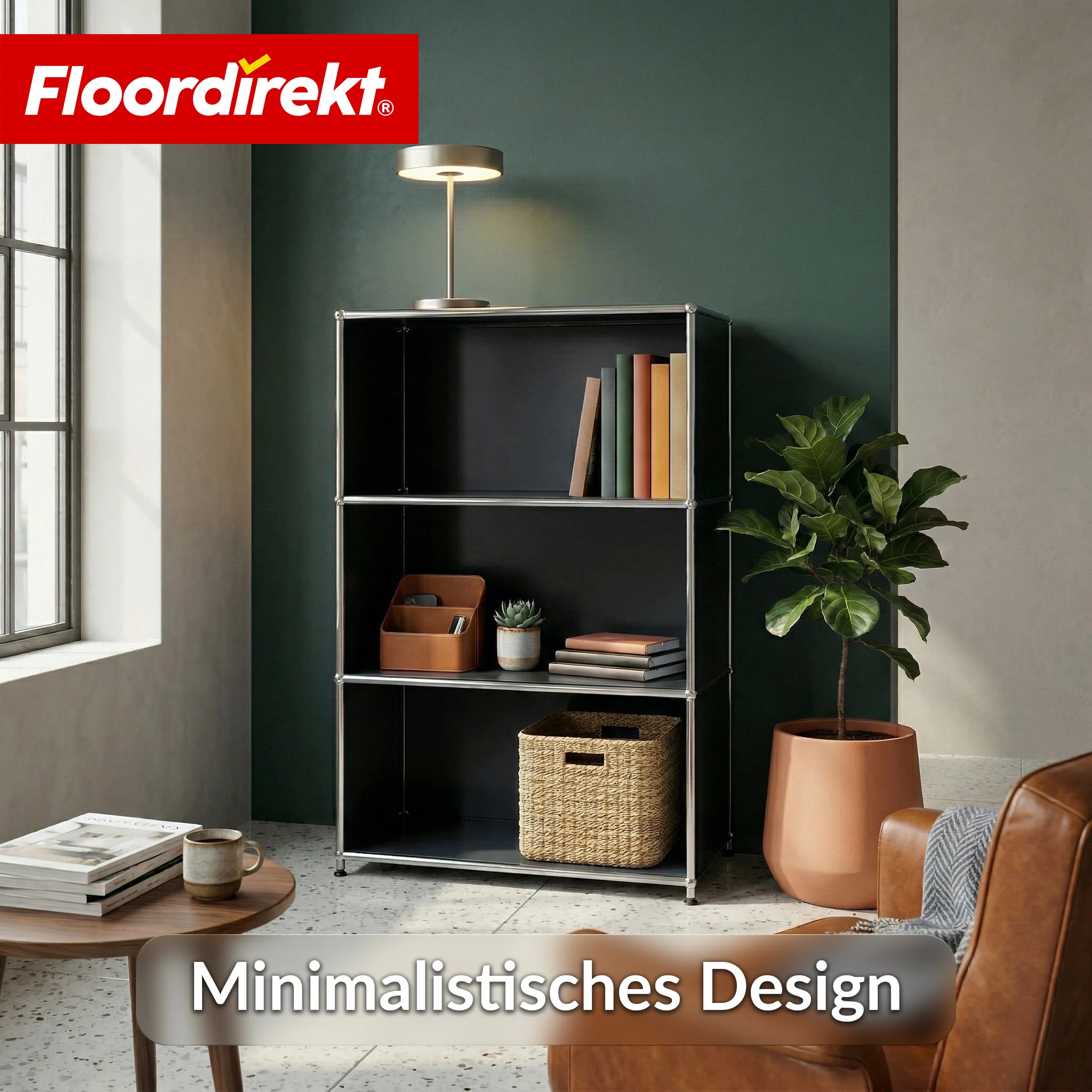 Metallregal | Concept Epure MK-101 | 4 Ablagen Standregal | Bücherregal mit Seitenwänden | Modernes Aufbewahrungsregal - Image 3