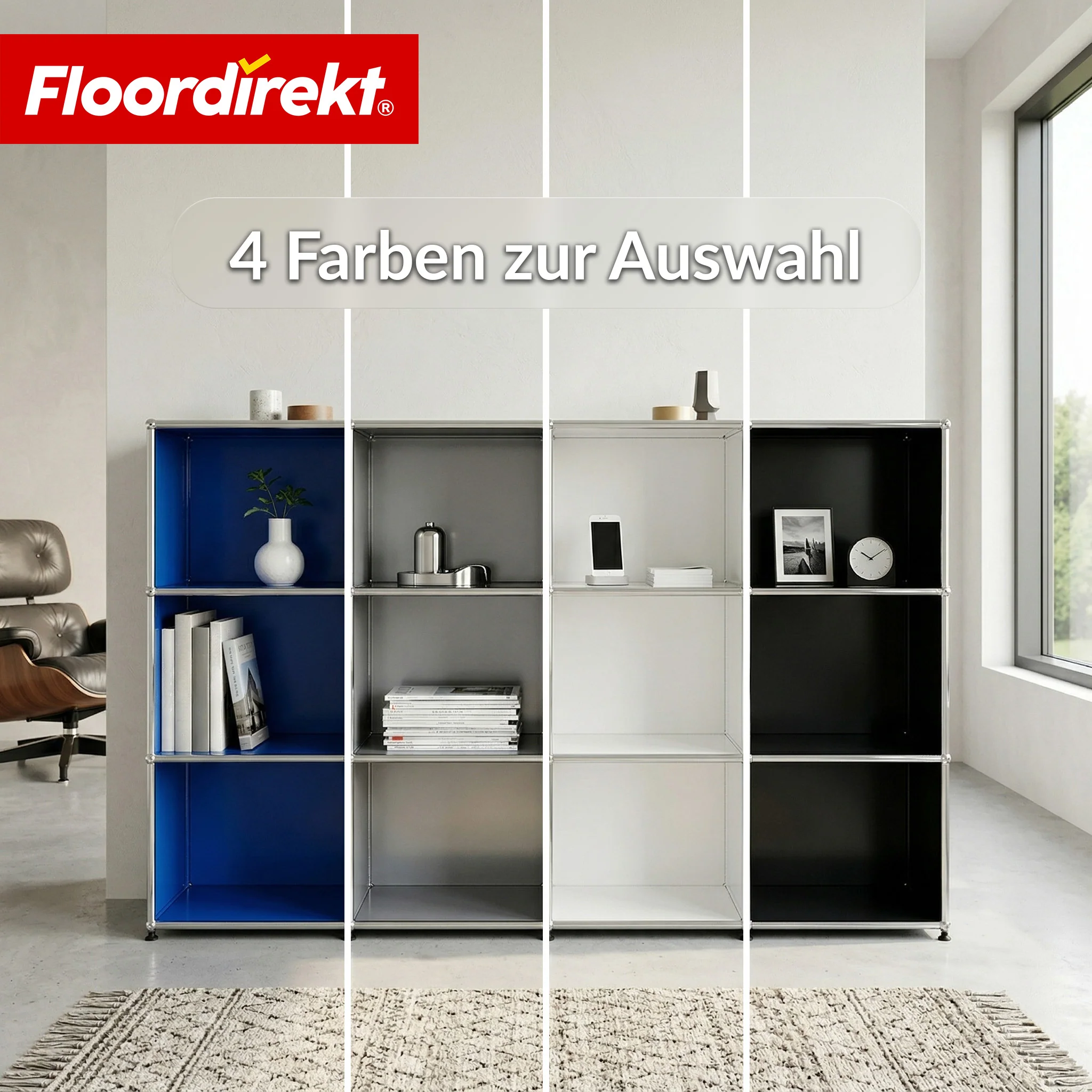 Metallregal | Concept Epure MK-101 | 4 Ablagen Standregal | Bücherregal mit Seitenwänden | Modernes Aufbewahrungsregal - Image 31