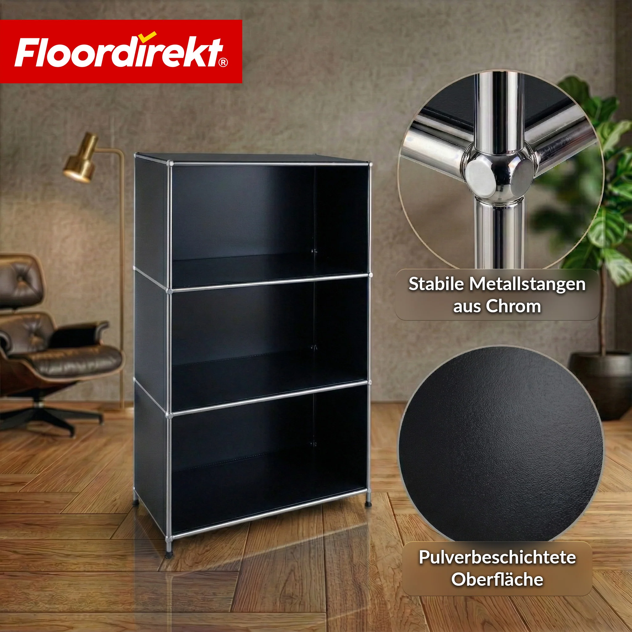Metallregal | Concept Epure MK-101 | 4 Ablagen Standregal | Bücherregal mit Seitenwänden | Modernes Aufbewahrungsregal - Image 4