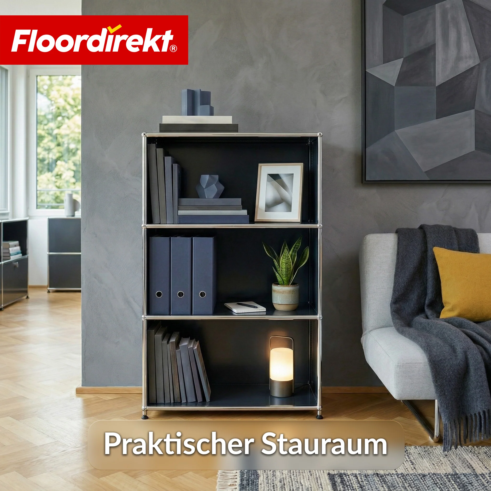 Metallregal | Concept Epure MK-101 | 4 Ablagen Standregal | Bücherregal mit Seitenwänden | Modernes Aufbewahrungsregal - Image 5