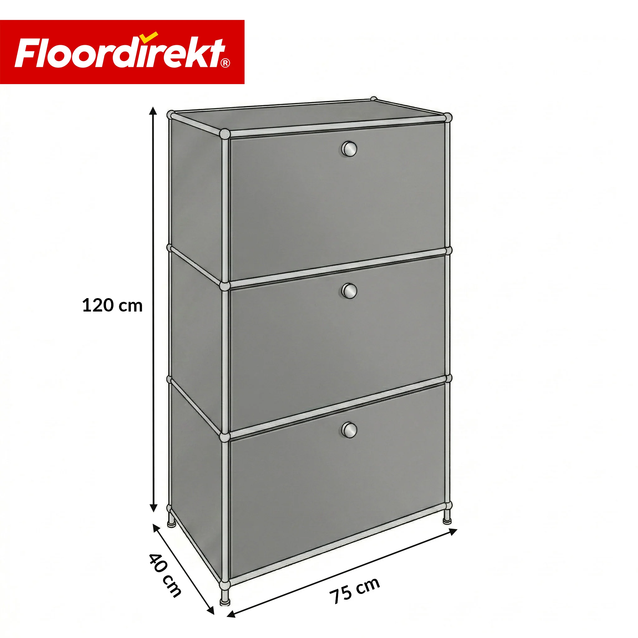 Metallschrank | Concept Epure MK-129 | Sideboard mit 3 verschließbaren Fächern | Moderner Aufbewahrungsschrank - Image 26
