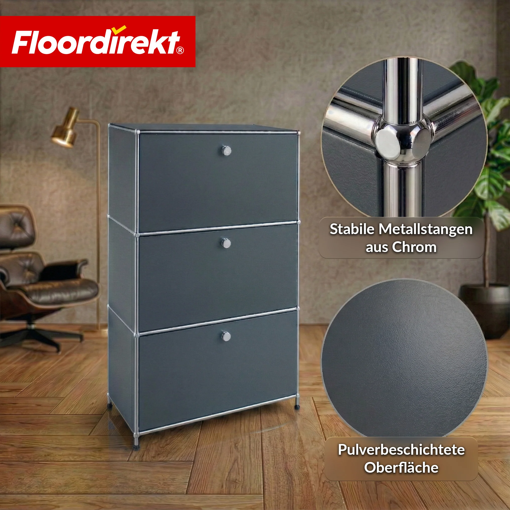 Metallschrank | Concept Epure MK-129 | Sideboard mit 3 verschließbaren Fächern | Moderner Aufbewahrungsschrank - Image 28