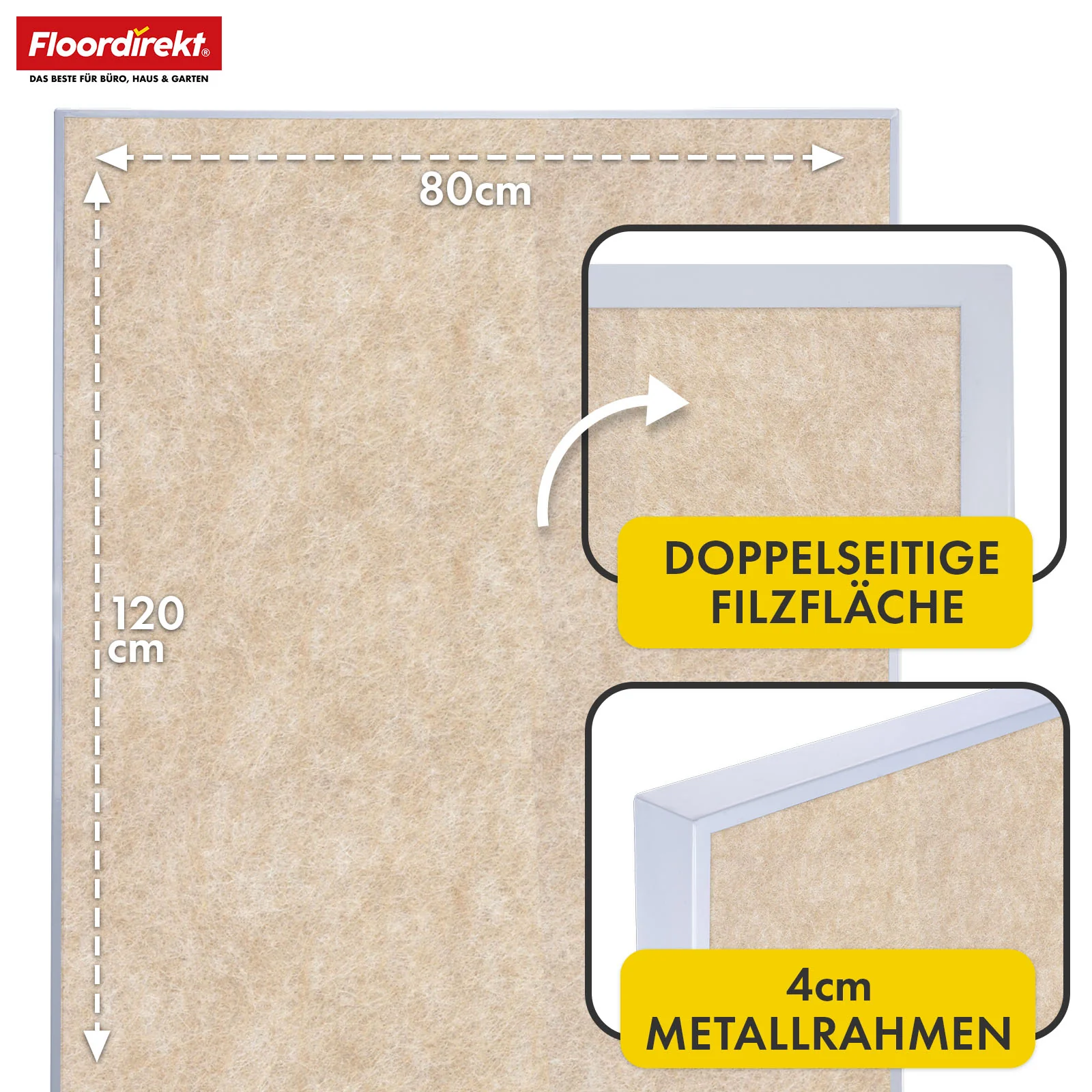 Mobile Präsentationstafel | Giant | Doppelseite Filztafel 80 x 120 cm mit feststellbaren Rollen & Ablage | Erhältlich in mehreren Farben - Image 13