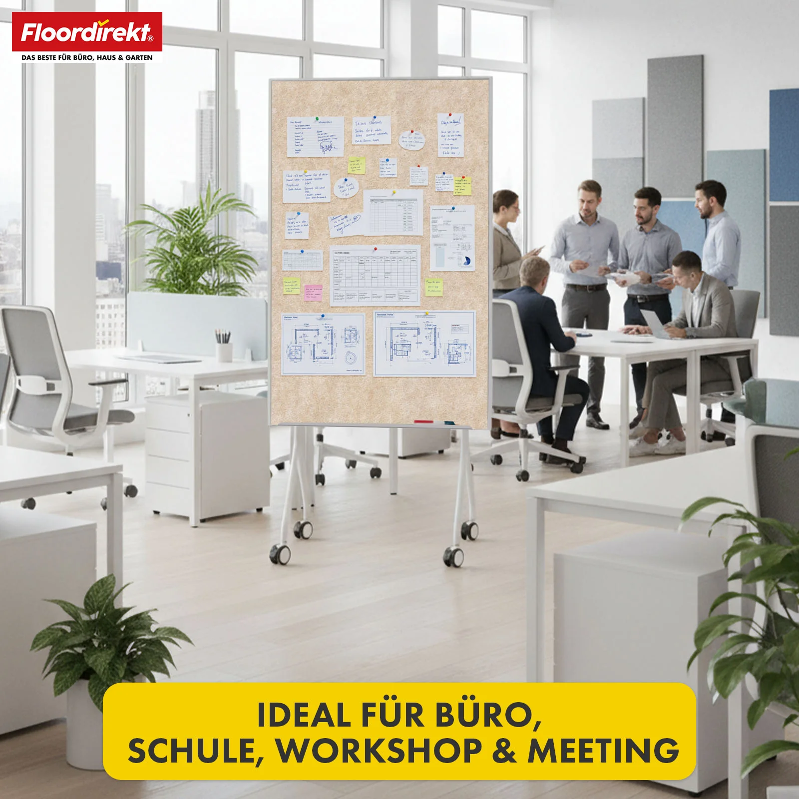 Mobile Präsentationstafel | Giant | Doppelseite Filztafel 80 x 120 cm mit feststellbaren Rollen & Ablage | Erhältlich in mehreren Farben - Image 15