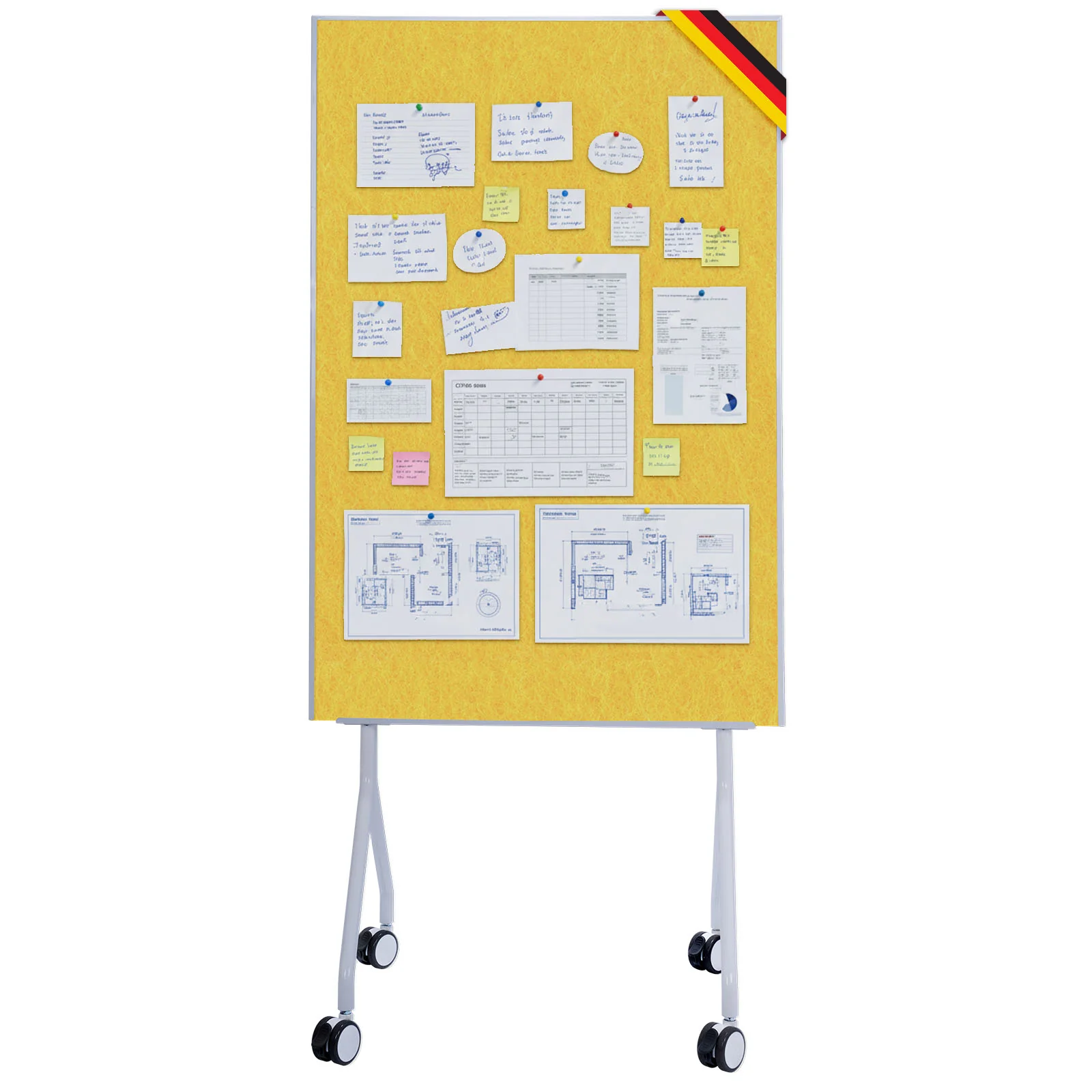 Mobile Präsentationstafel | Giant | Doppelseite Filztafel 80 x 120 cm mit feststellbaren Rollen & Ablage | Erhältlich in mehreren Farben - Image 16