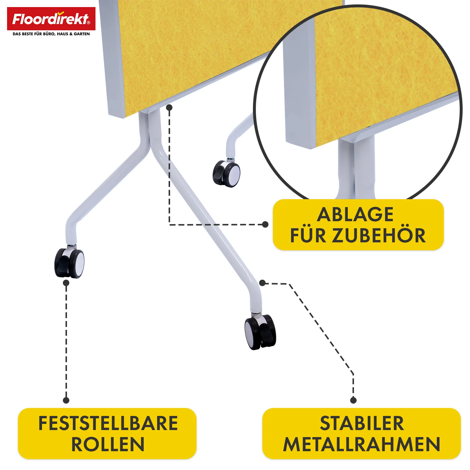 Mobile Präsentationstafel | Giant | Doppelseite Filztafel 80 x 120 cm mit feststellbaren Rollen & Ablage | Erhältlich in mehreren Farben - Image 19