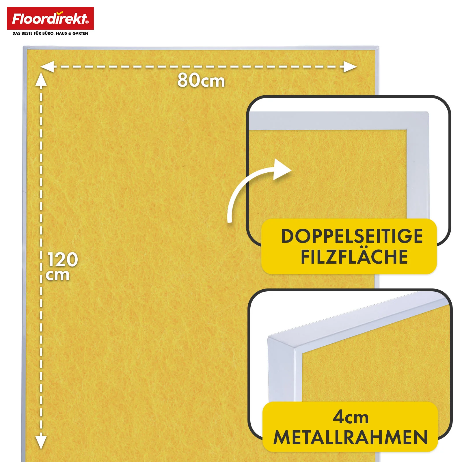 Mobile Präsentationstafel | Giant | Doppelseite Filztafel 80 x 120 cm mit feststellbaren Rollen & Ablage | Erhältlich in mehreren Farben - Image 20