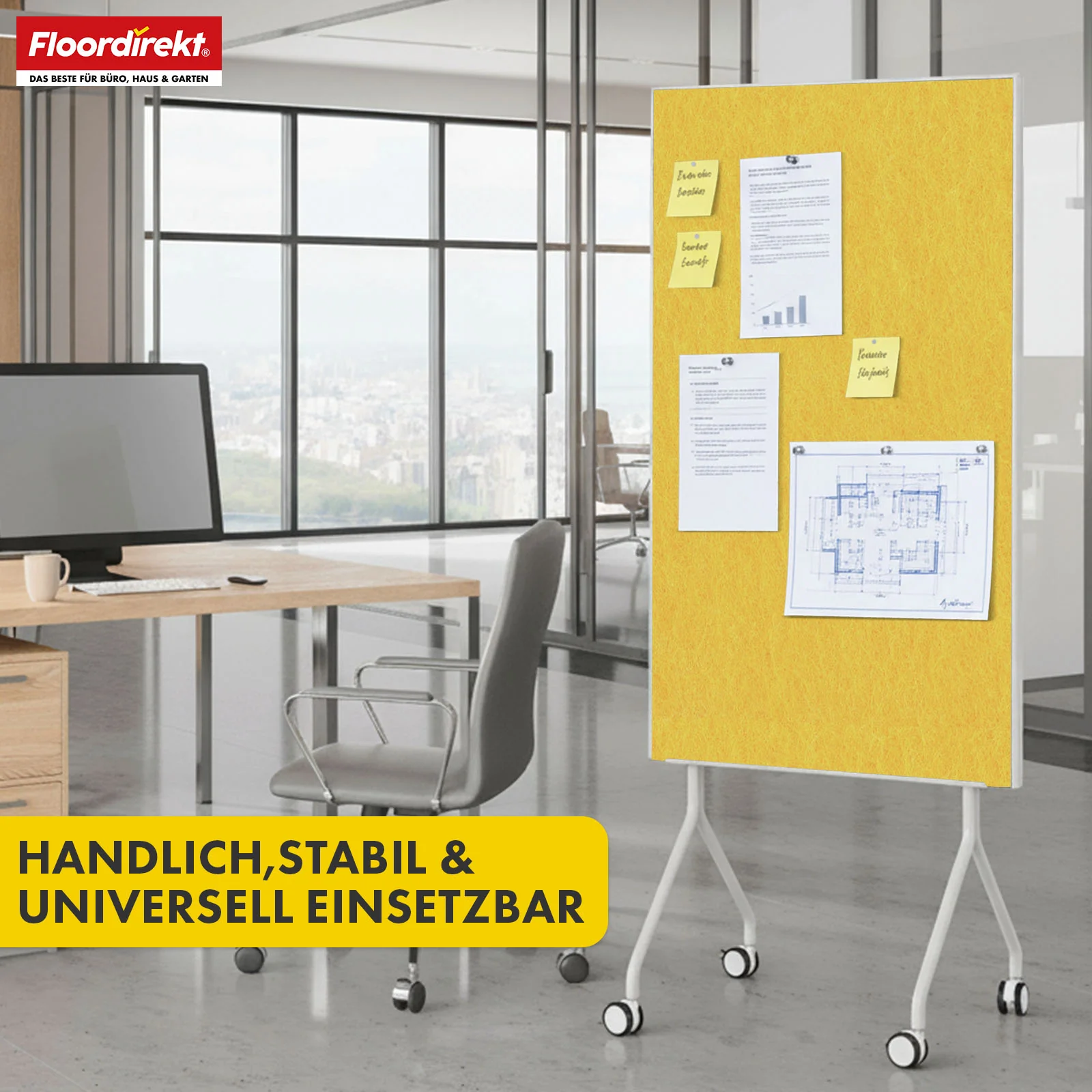 Mobile Präsentationstafel | Giant | Doppelseite Filztafel 80 x 120 cm mit feststellbaren Rollen & Ablage | Erhältlich in mehreren Farben - Image 21
