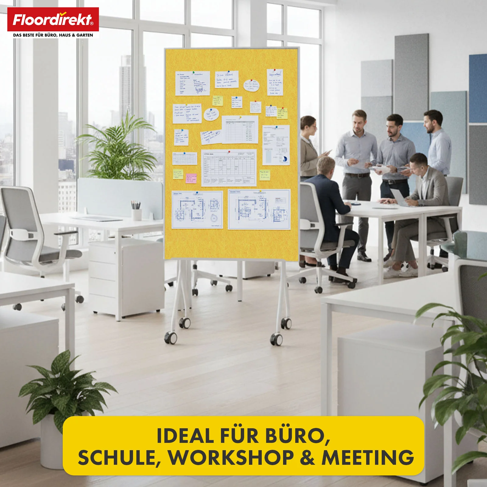 Mobile Präsentationstafel | Giant | Doppelseite Filztafel 80 x 120 cm mit feststellbaren Rollen & Ablage | Erhältlich in mehreren Farben - Image 22