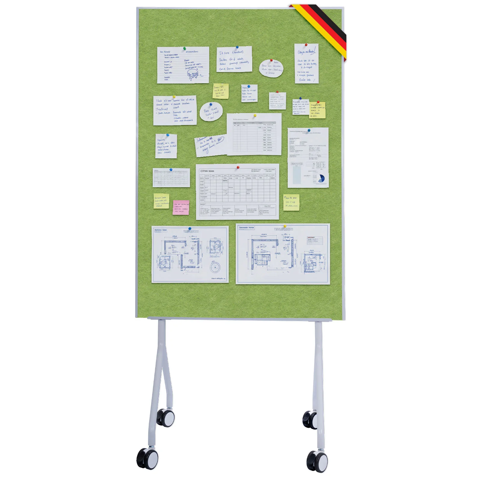 Mobile Präsentationstafel | Giant | Doppelseite Filztafel 80 x 120 cm mit feststellbaren Rollen & Ablage | Erhältlich in mehreren Farben - Image 23