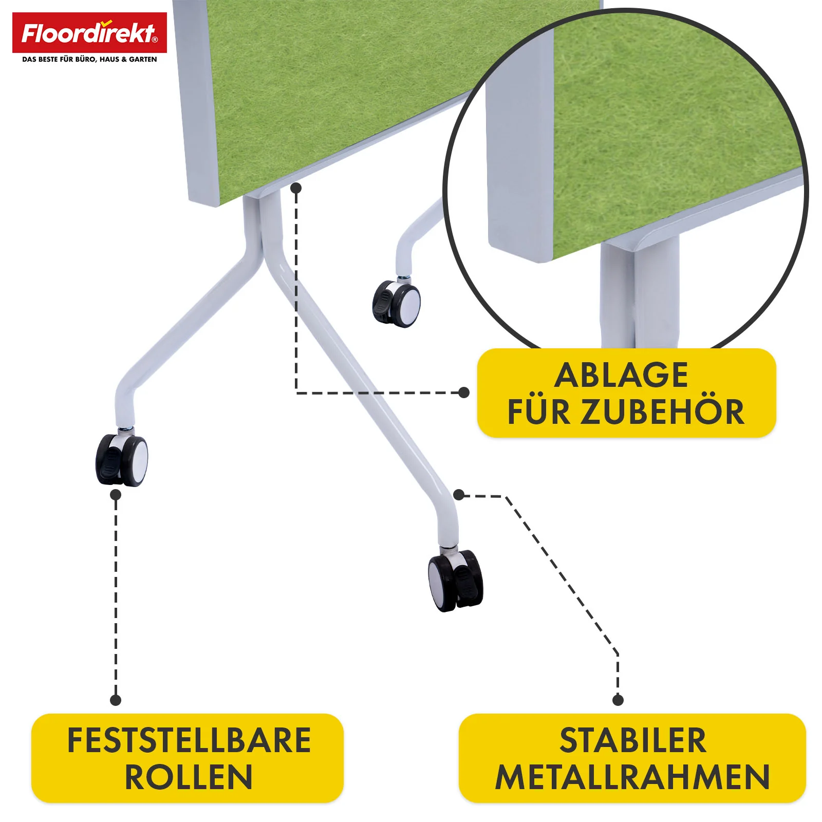 Mobile Präsentationstafel | Giant | Doppelseite Filztafel 80 x 120 cm mit feststellbaren Rollen & Ablage | Erhältlich in mehreren Farben - Image 26