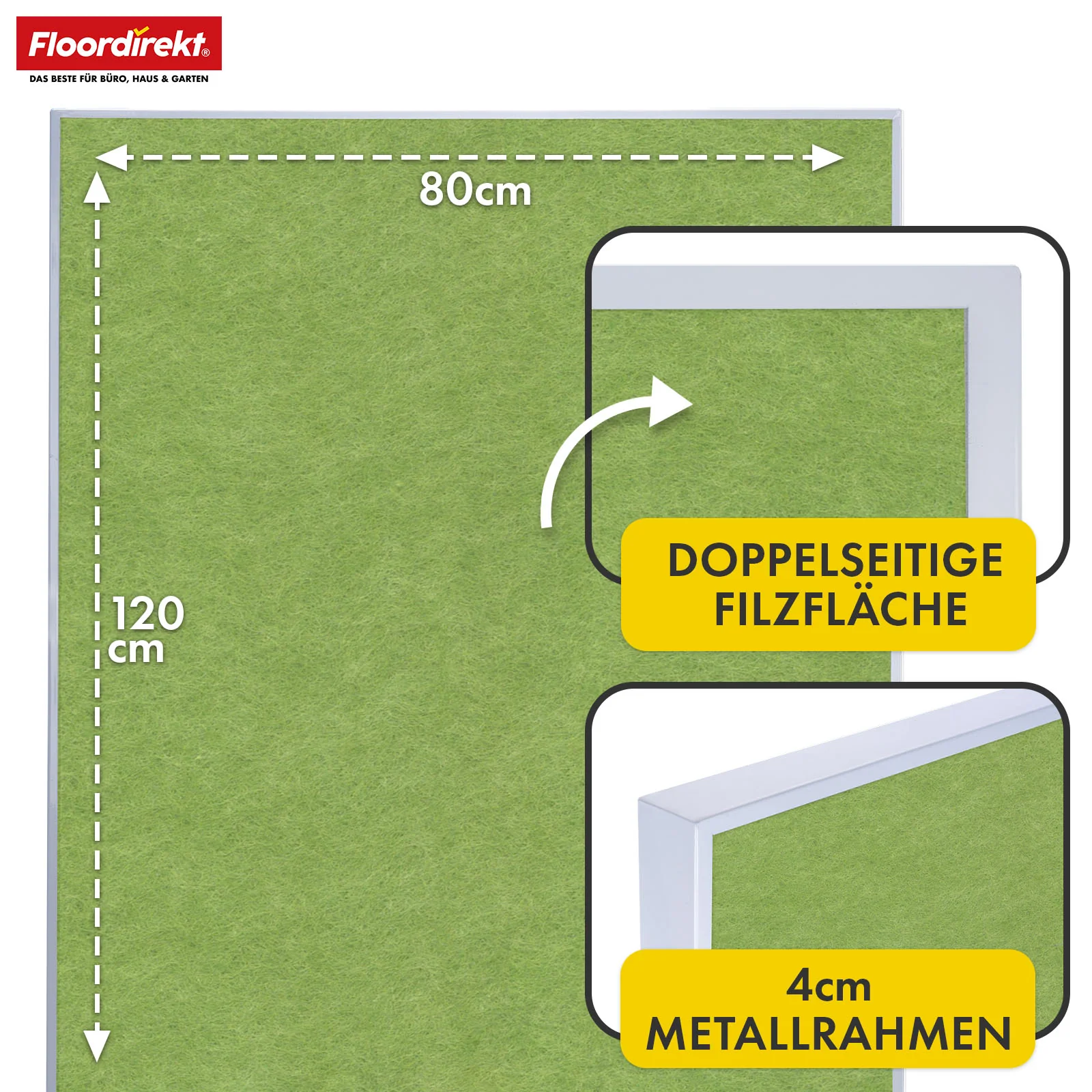 Mobile Präsentationstafel | Giant | Doppelseite Filztafel 80 x 120 cm mit feststellbaren Rollen & Ablage | Erhältlich in mehreren Farben - Image 27