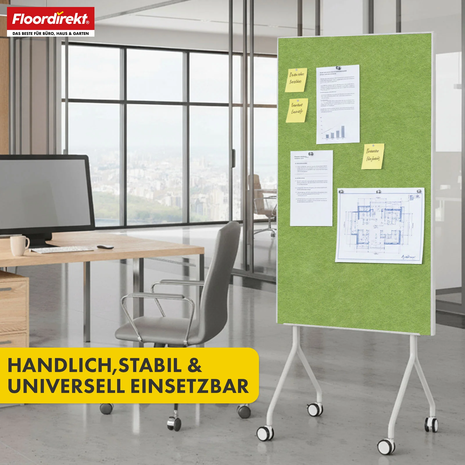 Mobile Präsentationstafel | Giant | Doppelseite Filztafel 80 x 120 cm mit feststellbaren Rollen & Ablage | Erhältlich in mehreren Farben - Image 28