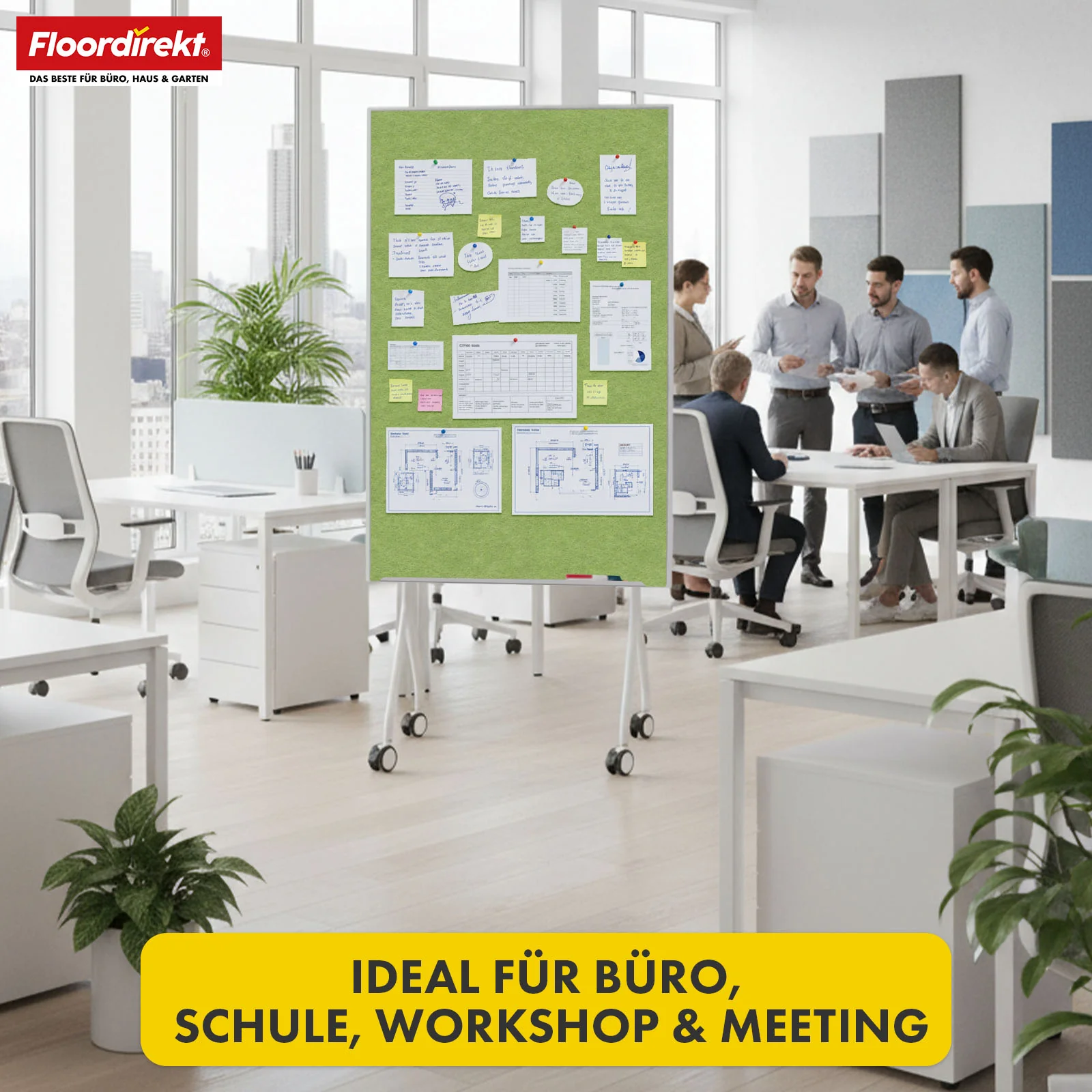 Mobile Präsentationstafel | Giant | Doppelseite Filztafel 80 x 120 cm mit feststellbaren Rollen & Ablage | Erhältlich in mehreren Farben - Image 29