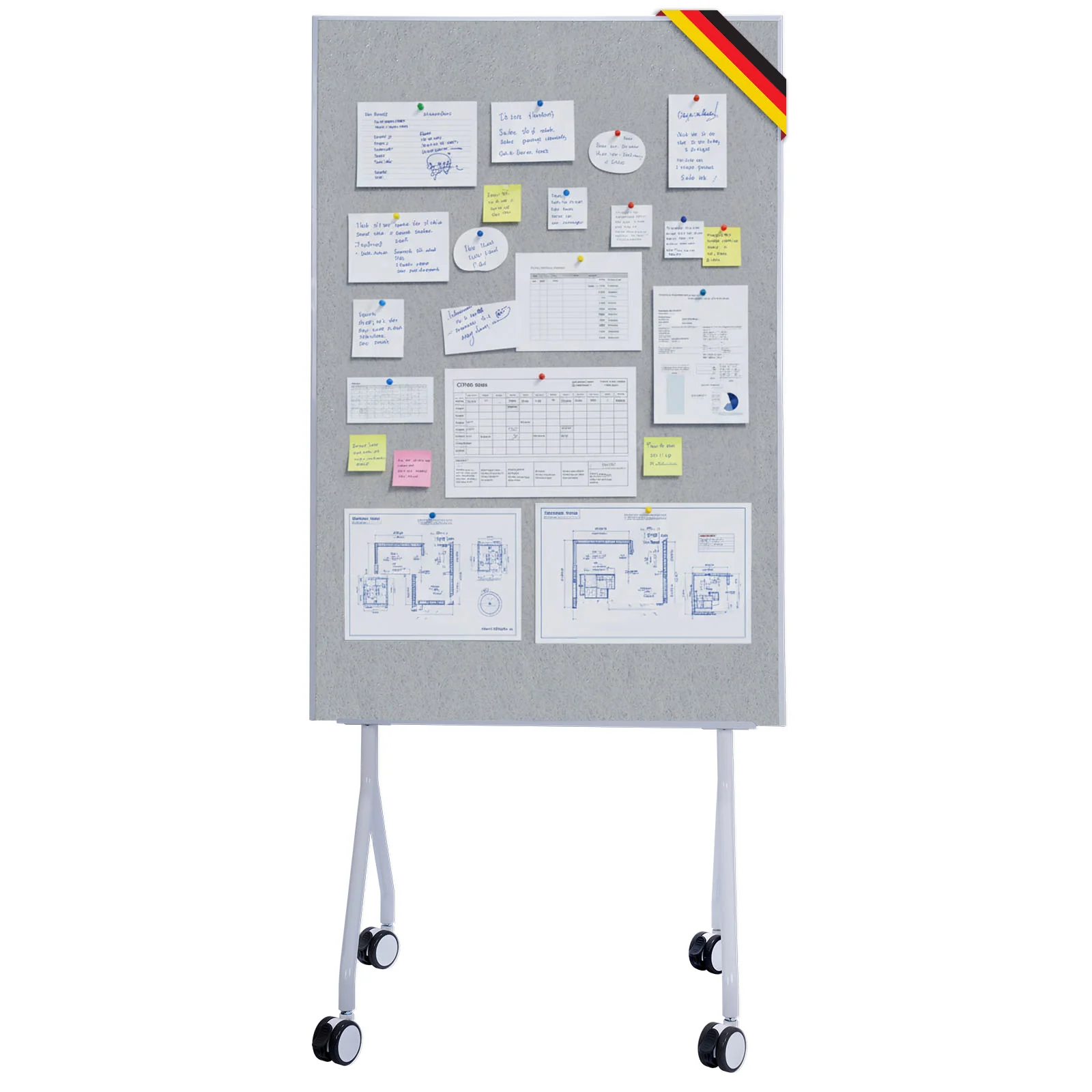 Mobile Präsentationstafel | Giant | Doppelseite Filztafel 80 x 120 cm mit feststellbaren Rollen & Ablage | Erhältlich in mehreren Farben - Image 30