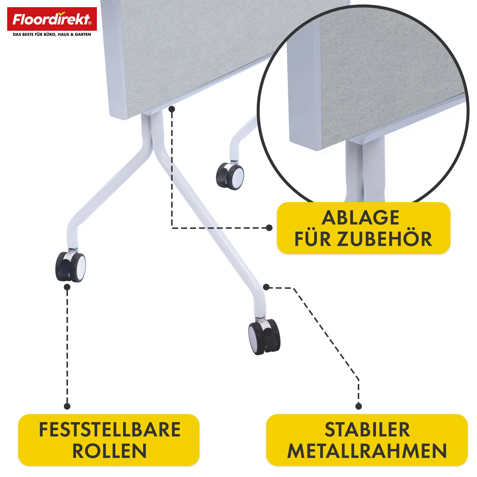 Mobile Präsentationstafel | Giant | Doppelseite Filztafel 80 x 120 cm mit feststellbaren Rollen & Ablage | Erhältlich in mehreren Farben - Image 33