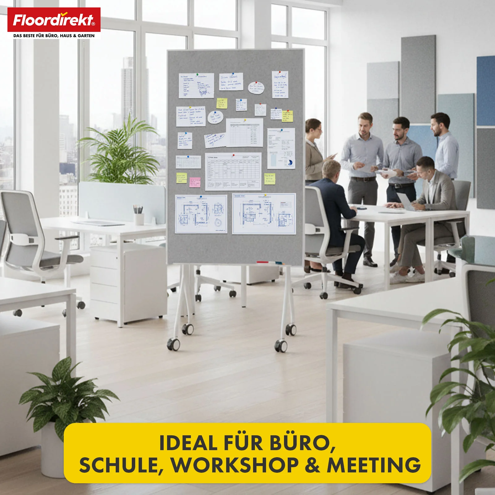 Mobile Präsentationstafel | Giant | Doppelseite Filztafel 80 x 120 cm mit feststellbaren Rollen & Ablage | Erhältlich in mehreren Farben - Image 36