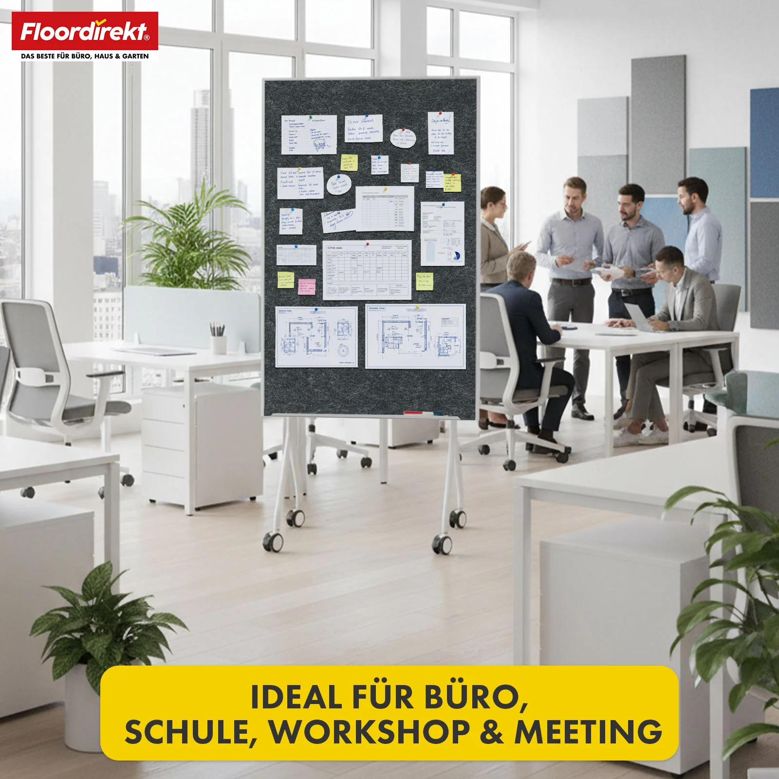 Mobile Präsentationstafel | Giant | Doppelseite Filztafel 80 x 120 cm mit feststellbaren Rollen & Ablage | Erhältlich in mehreren Farben - Image 8