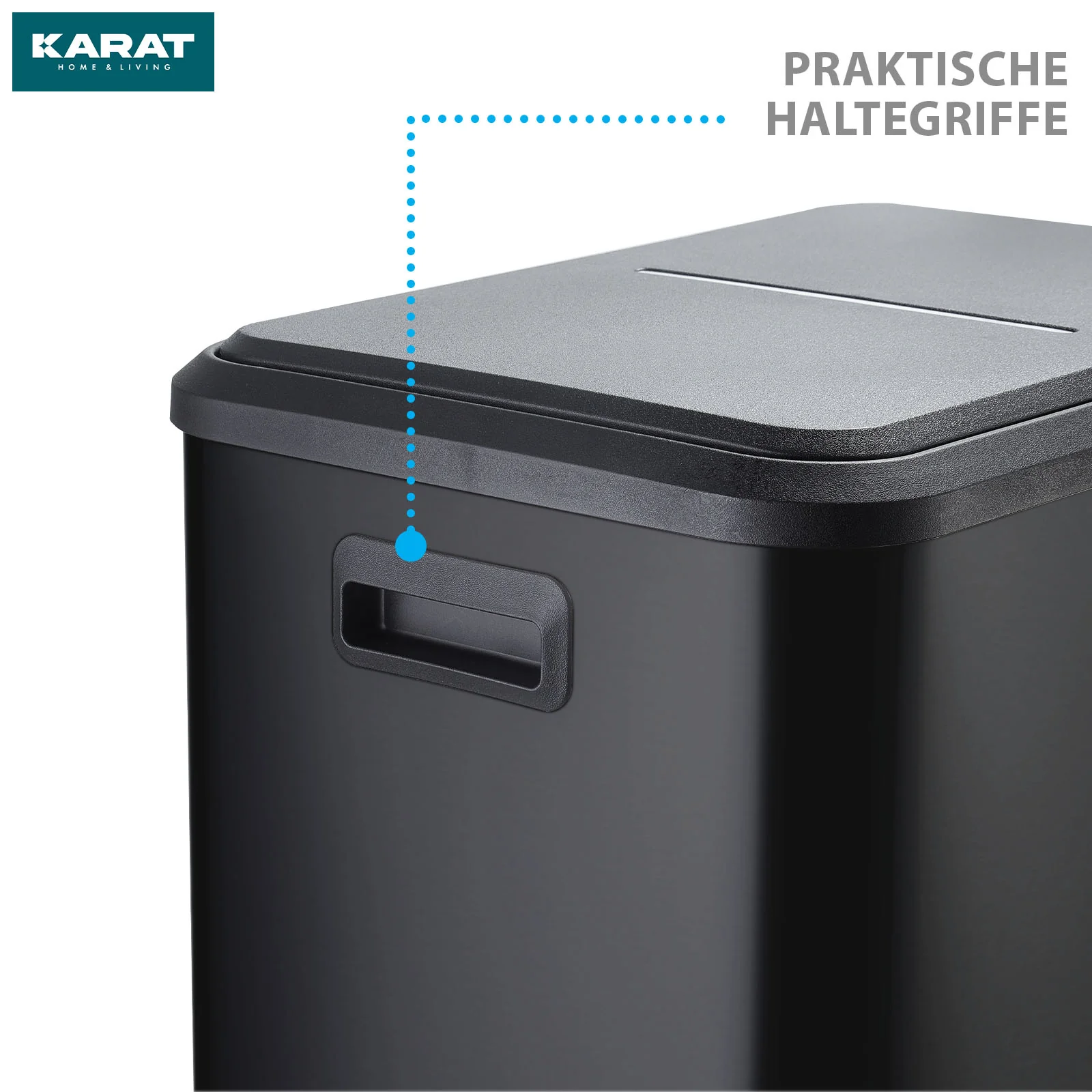 Mülleimer | Jack | 30 L Fassungsvermögen | 2-fach Mülltrennung | Soft-Close & Pedal | Edelstahl oder Schwarz - Image 13