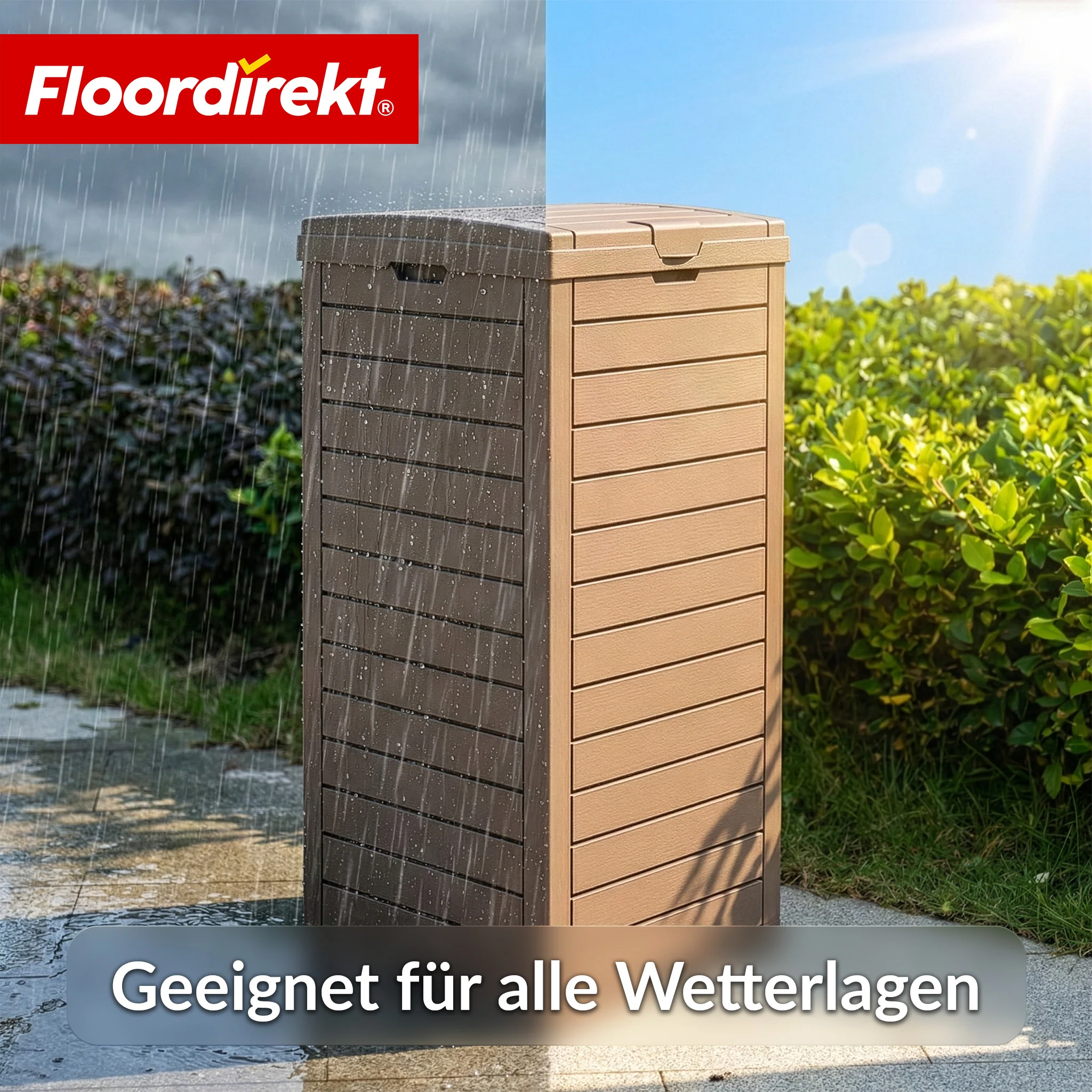 Outdoor Mülleimer in Holz-Optik | Wetterfester Müllbehälter für Garten & Terrasse | 118L / 230L - Image 15