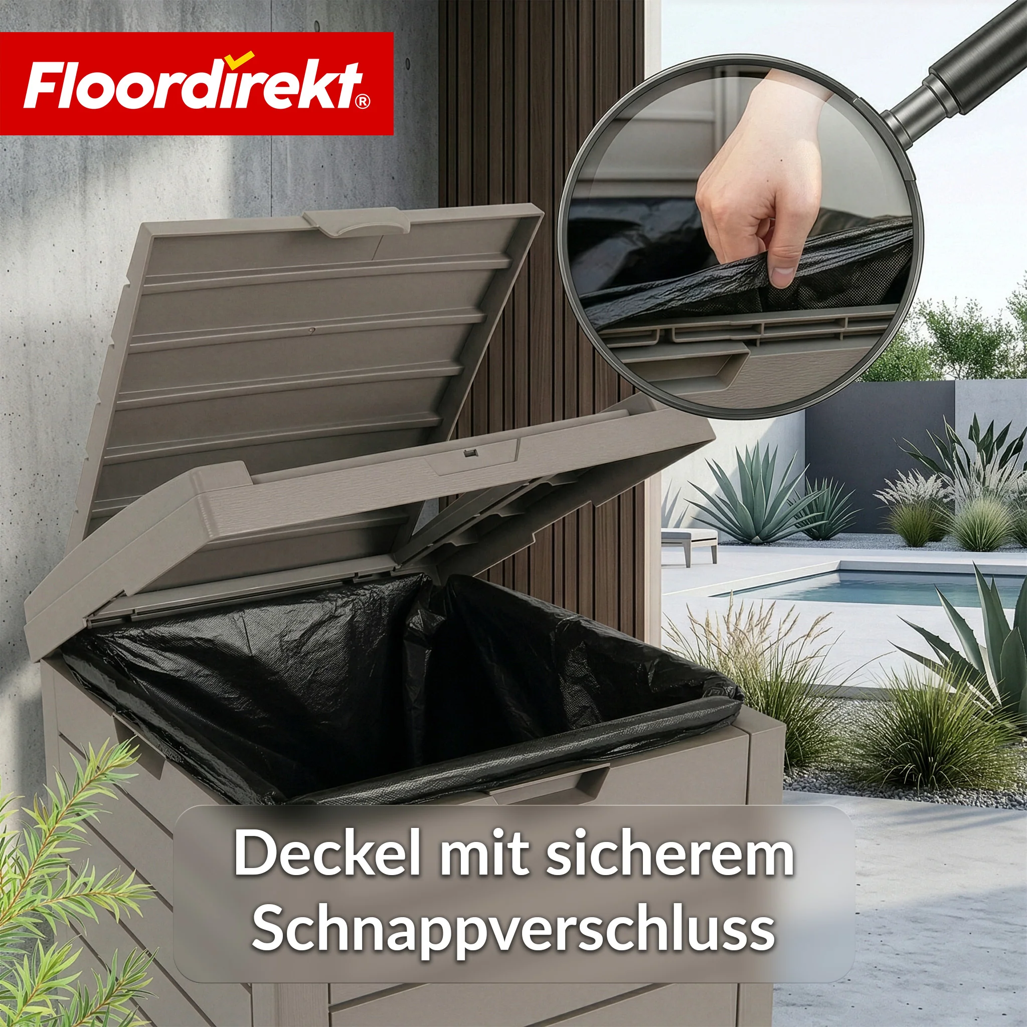 Outdoor Mülleimer in Holz-Optik | Wetterfester Müllbehälter für Garten & Terrasse | 118L / 230L - Image 16