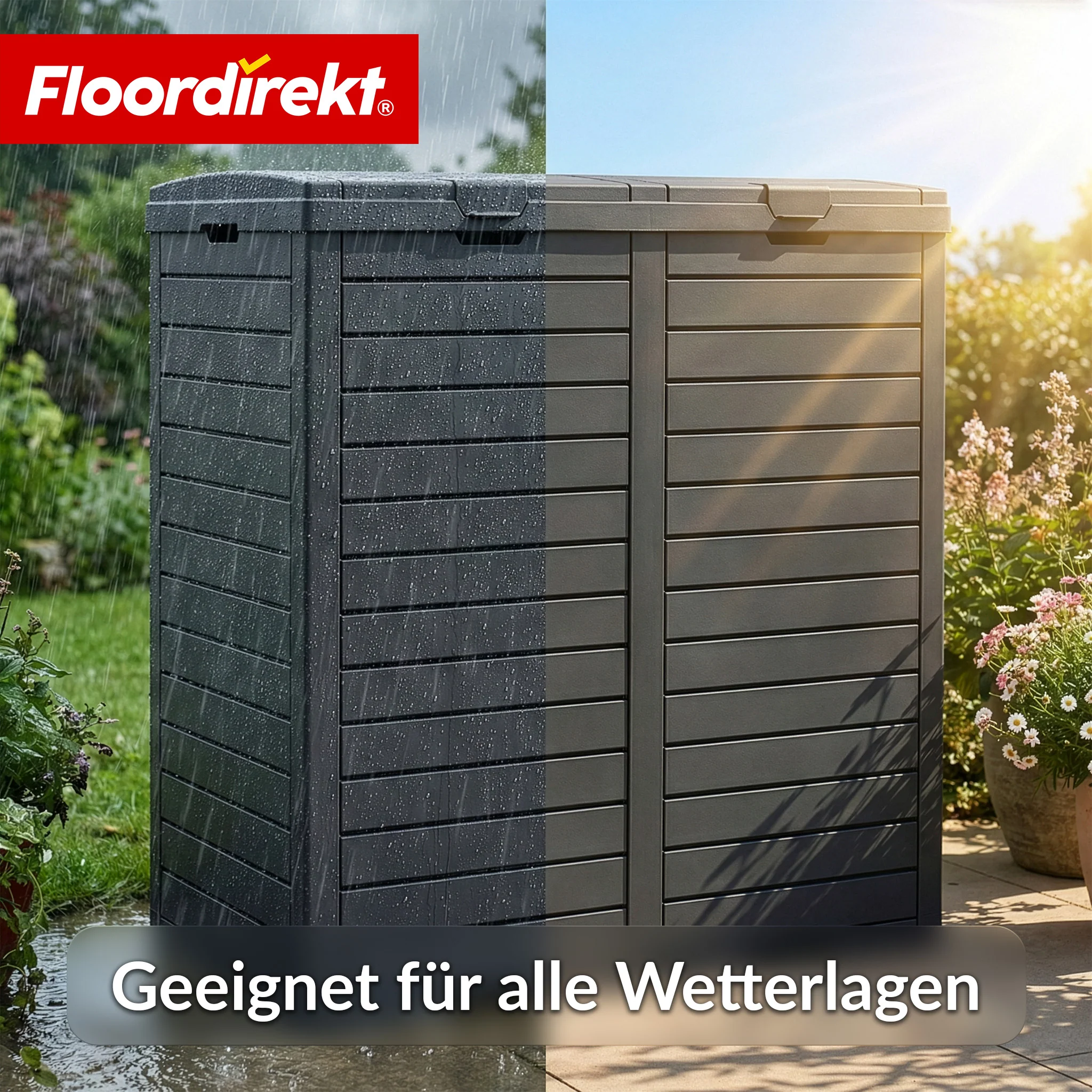 Outdoor Mülleimer in Holz-Optik | Wetterfester Müllbehälter für Garten & Terrasse | 118L / 230L - Image 24