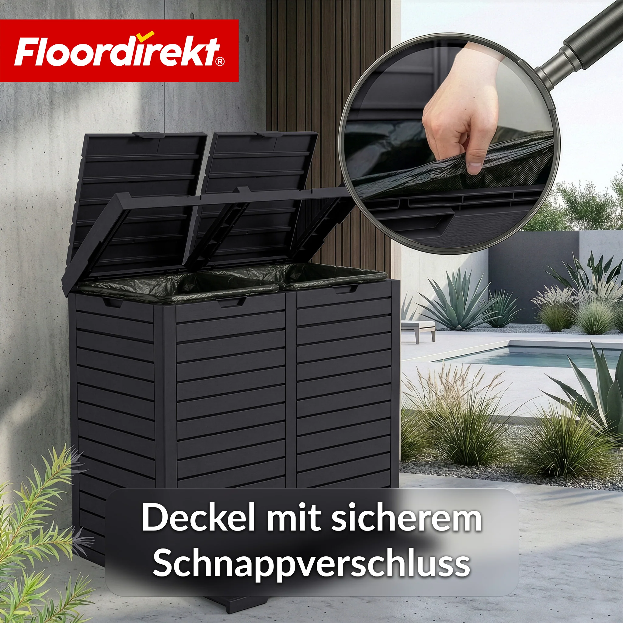 Outdoor Mülleimer in Holz-Optik | Wetterfester Müllbehälter für Garten & Terrasse | 118L / 230L - Image 25