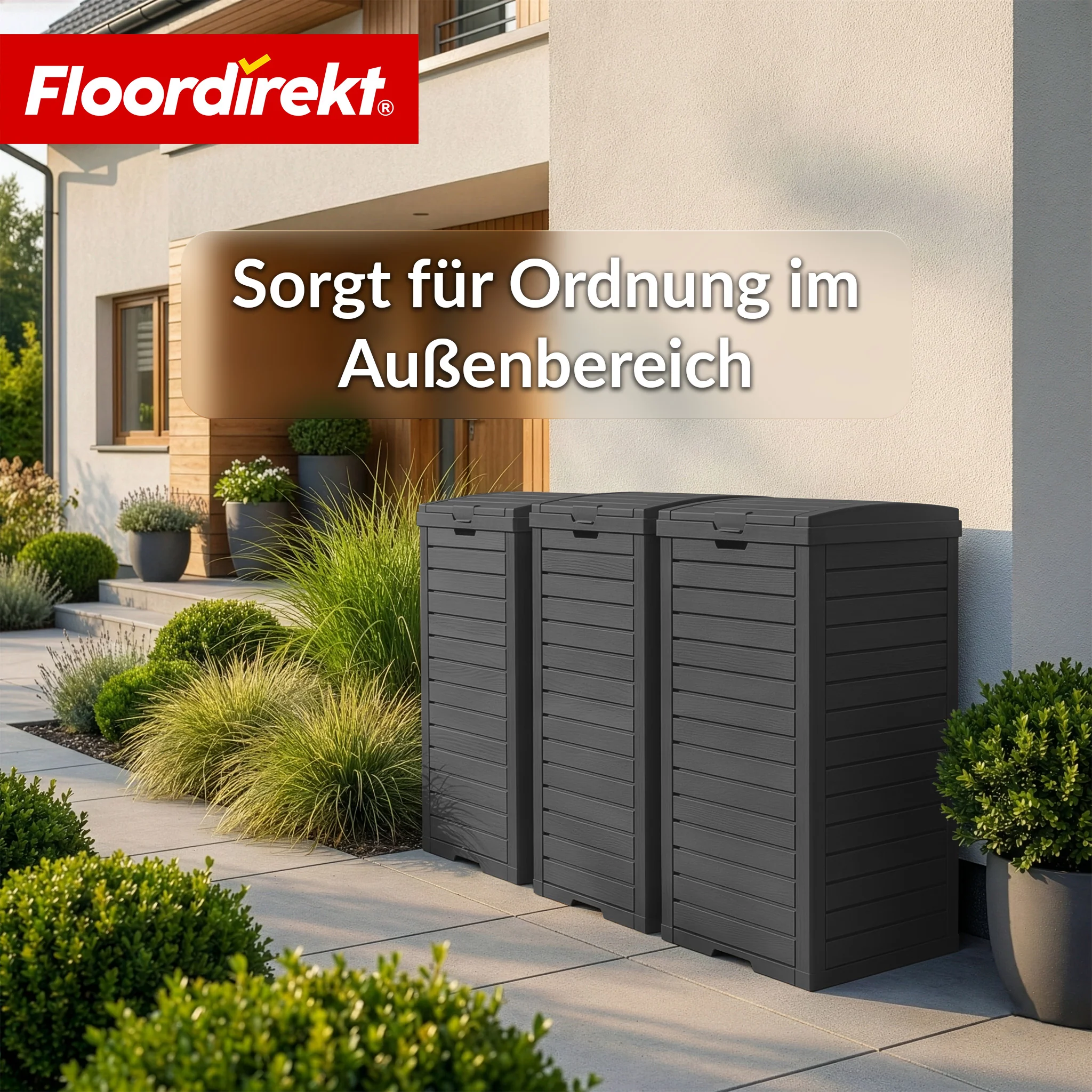 Outdoor Mülleimer in Holz-Optik | Wetterfester Müllbehälter für Garten & Terrasse | 118L / 230L - Image 3