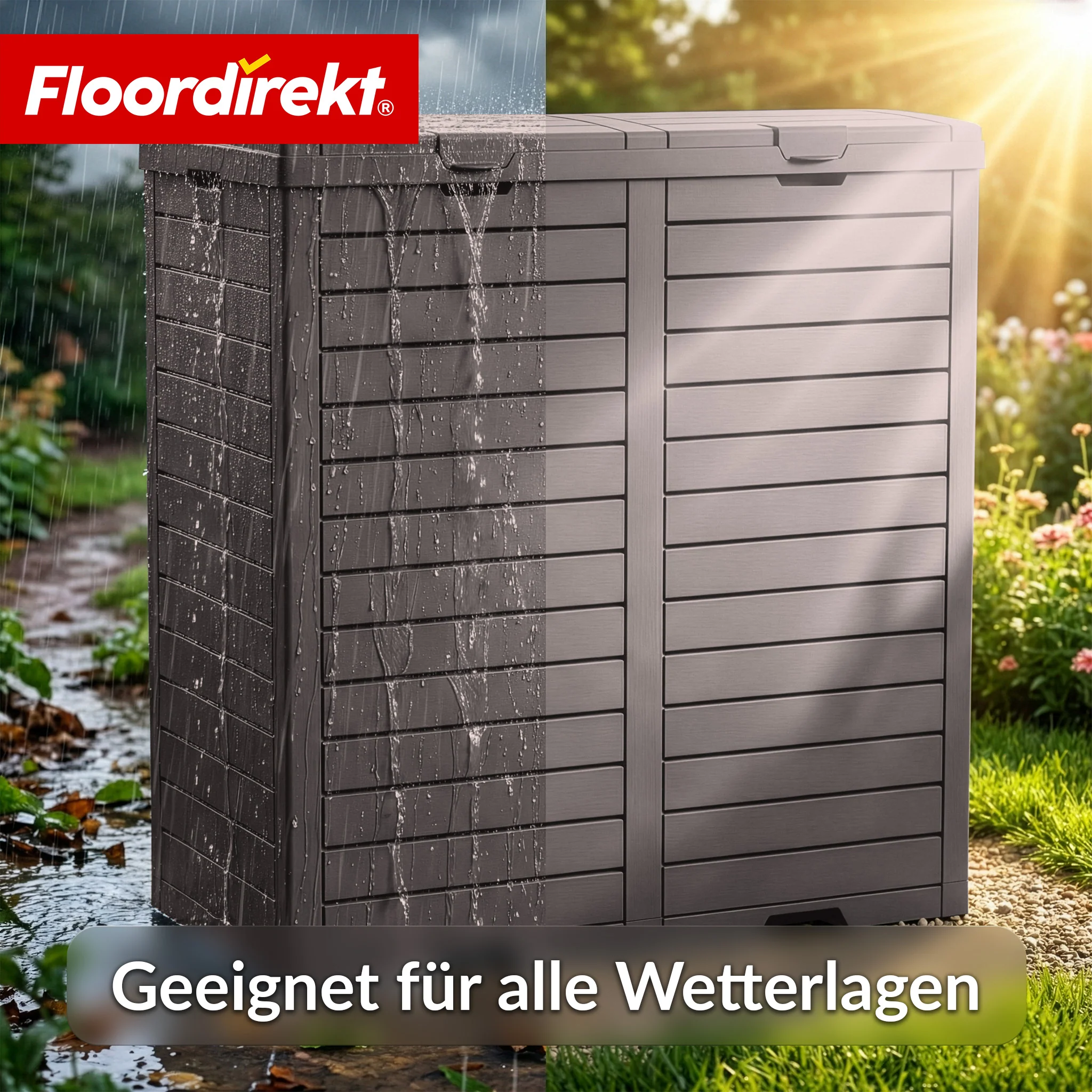 Outdoor Mülleimer in Holz-Optik | Wetterfester Müllbehälter für Garten & Terrasse | 118L / 230L - Image 33