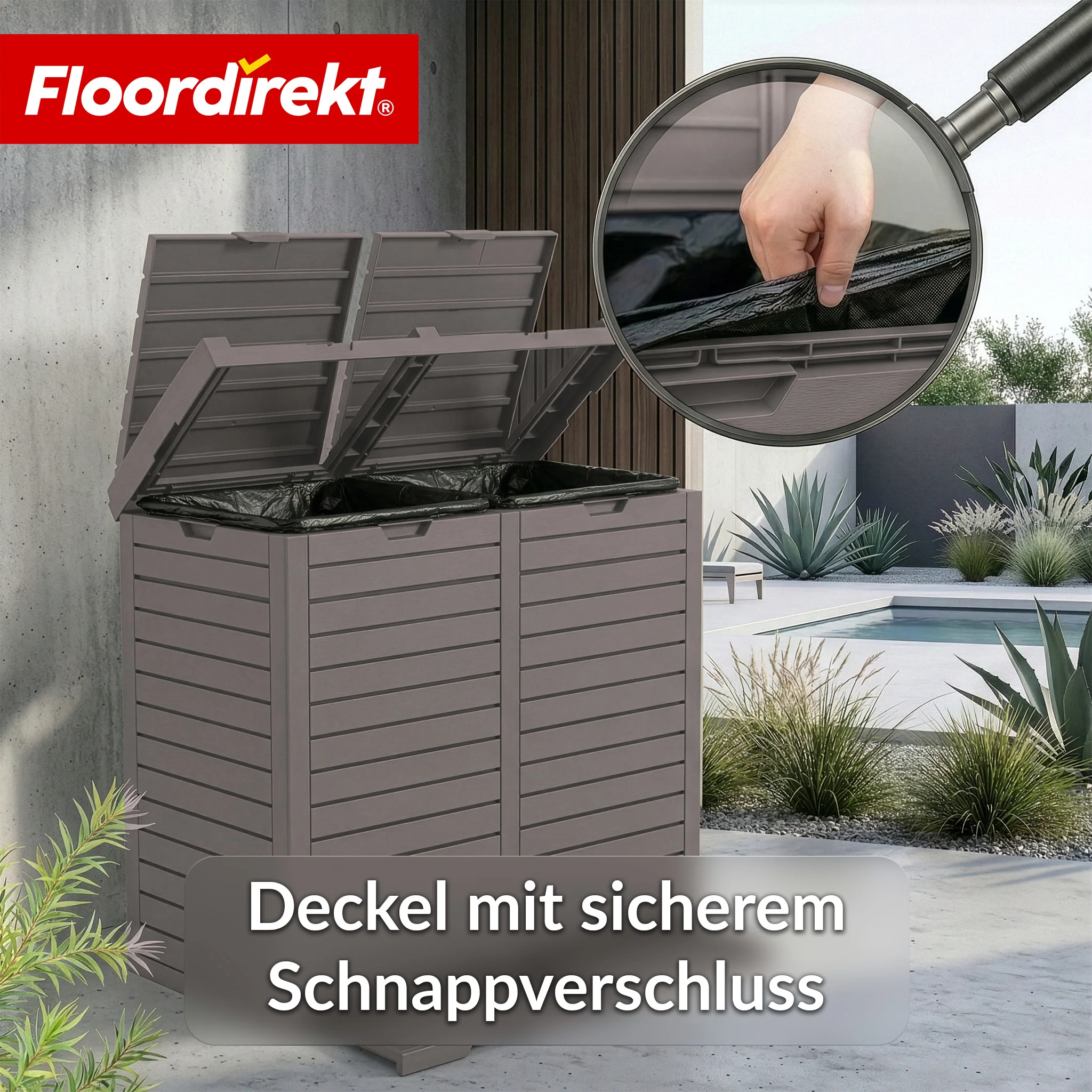 Outdoor Mülleimer in Holz-Optik | Wetterfester Müllbehälter für Garten & Terrasse | 118L / 230L - Image 34
