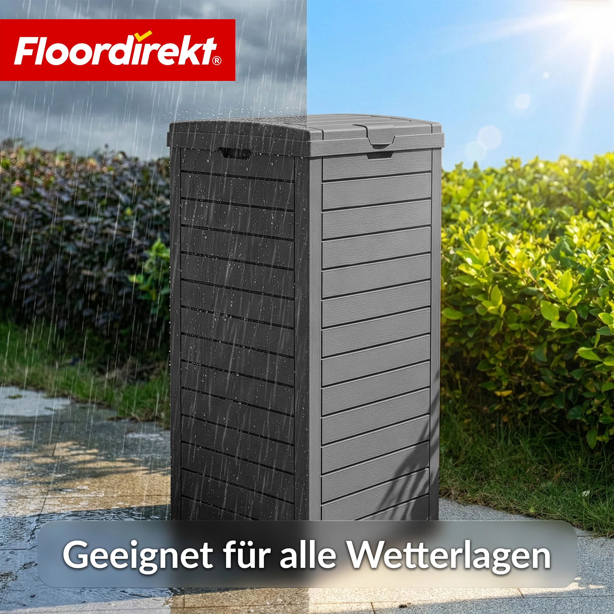 Outdoor Mülleimer in Holz-Optik | Wetterfester Müllbehälter für Garten & Terrasse | 118L / 230L - Image 5