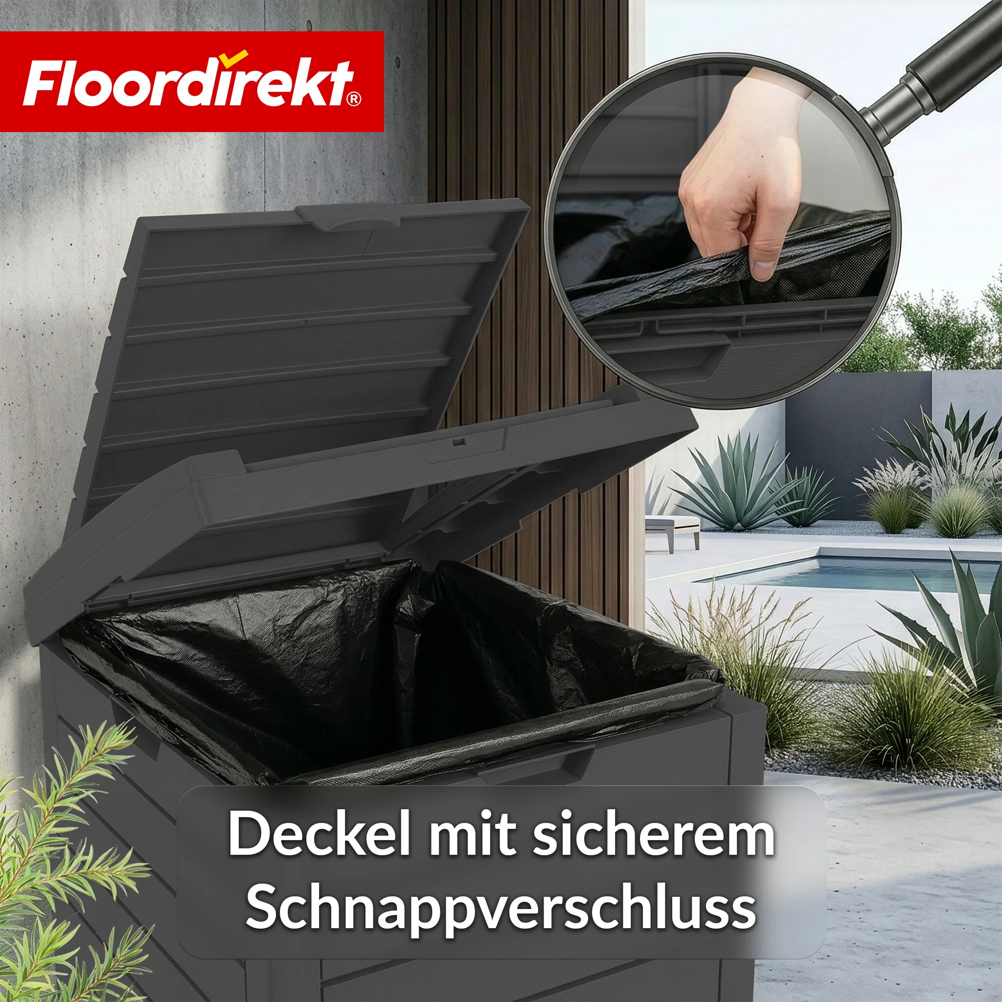 Outdoor Mülleimer in Holz-Optik | Wetterfester Müllbehälter für Garten & Terrasse | 118L / 230L - Image 6