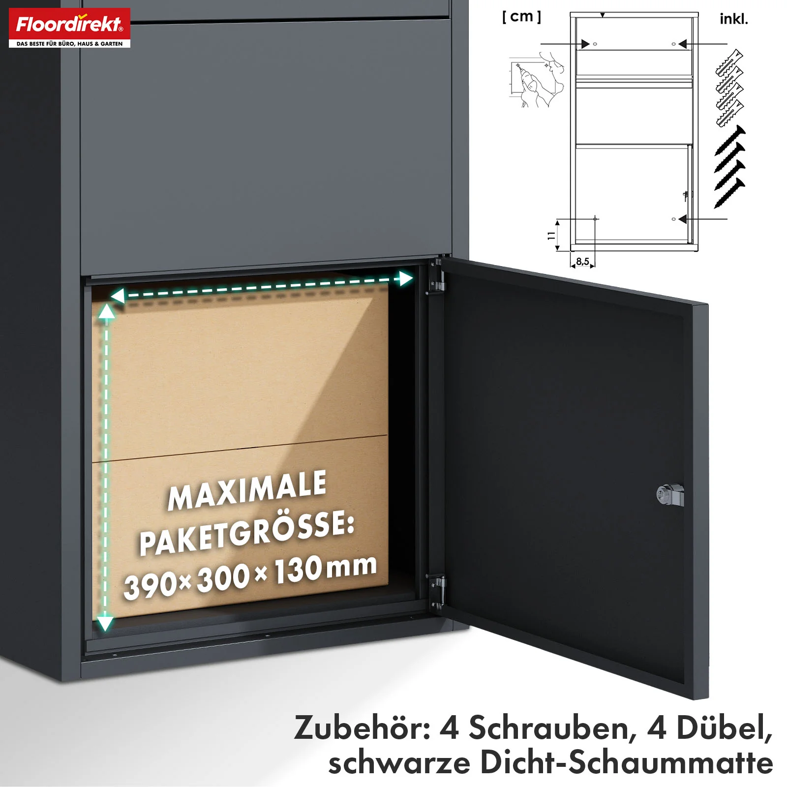 Paketbox | Clement | Praktische Paketkasten mit Klappensystem & Schloss | Wetterfest & einfach zu montieren - Image 4