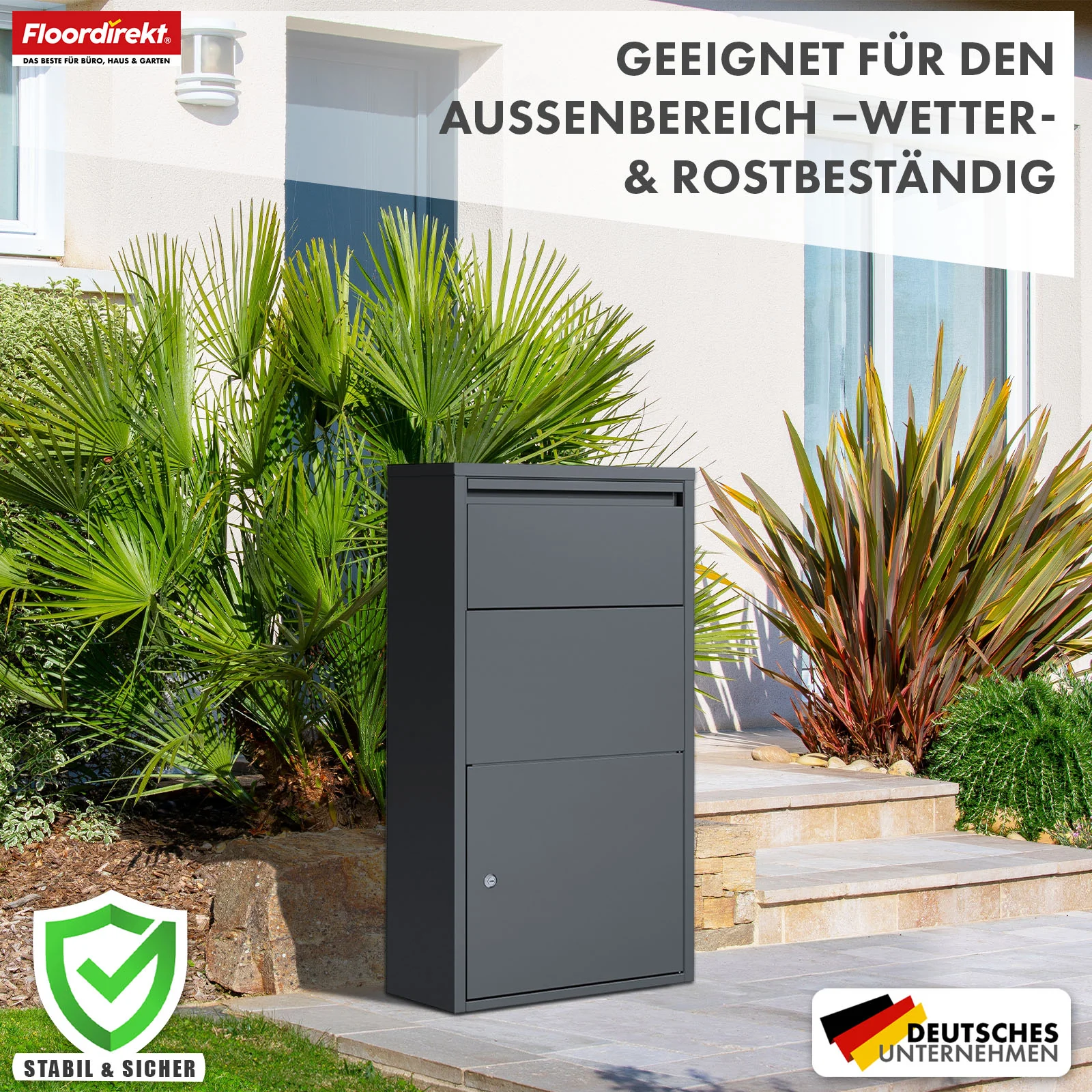 Paketbox | Clement | Praktische Paketkasten mit Klappensystem & Schloss | Wetterfest & einfach zu montieren - Image 6