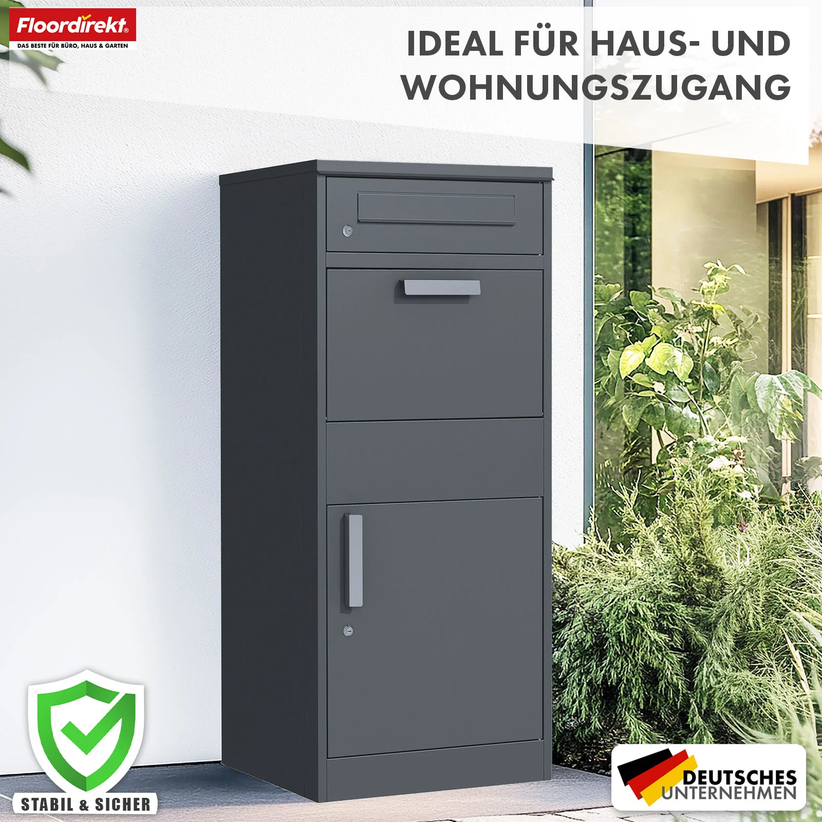 Paketbox mit Briefkasten | Francois | Wasserdichter Paketbriefkasten aus Stahl, abschließbar & freistehend in Anthrazit - Image 7