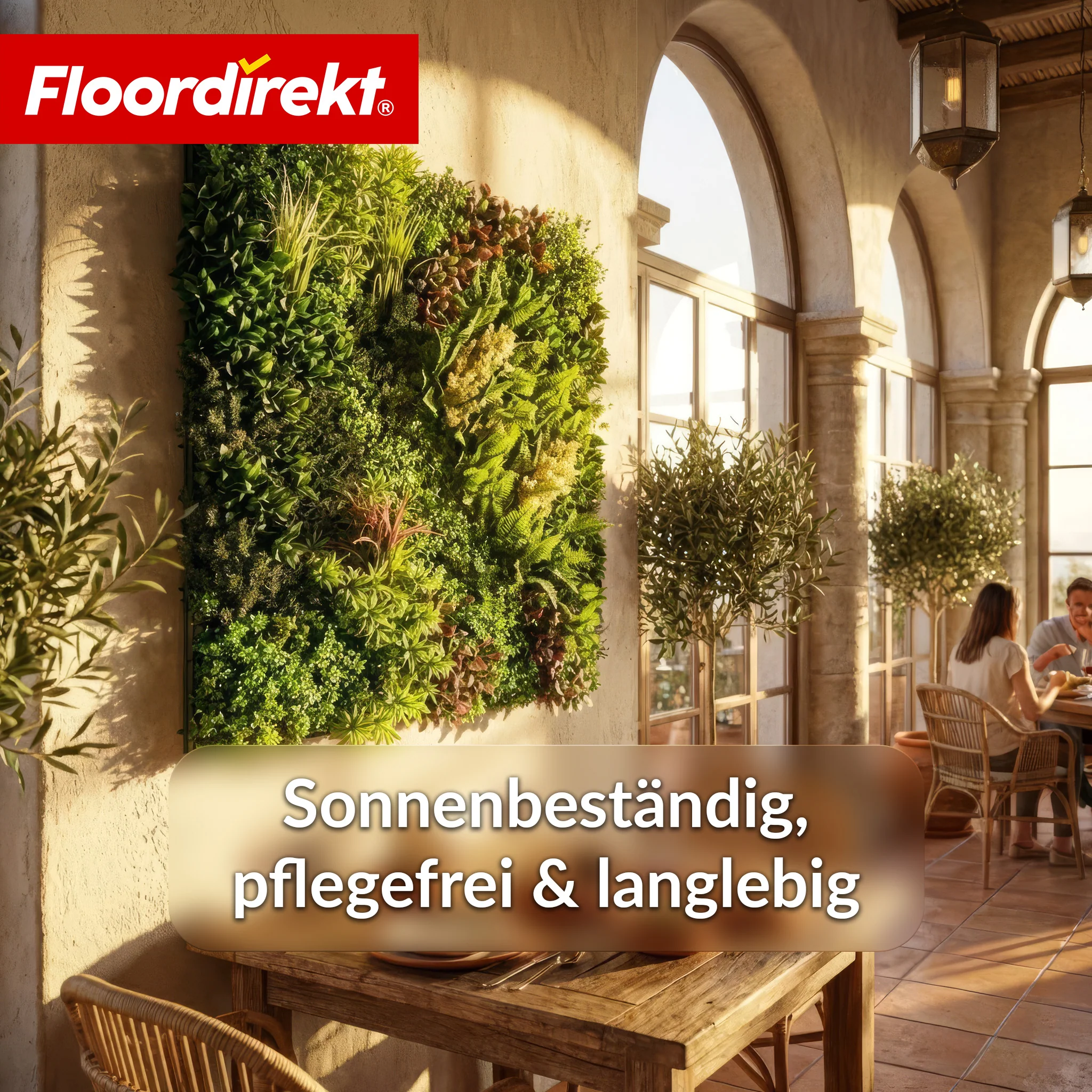 Pflanzenwand | Hera | Natürliches, pflegefreies Kunstpflanzen-Panel | Sonnenbeständig & erweiterbar mit Klick-System | 100 × 100 cm - Image 6