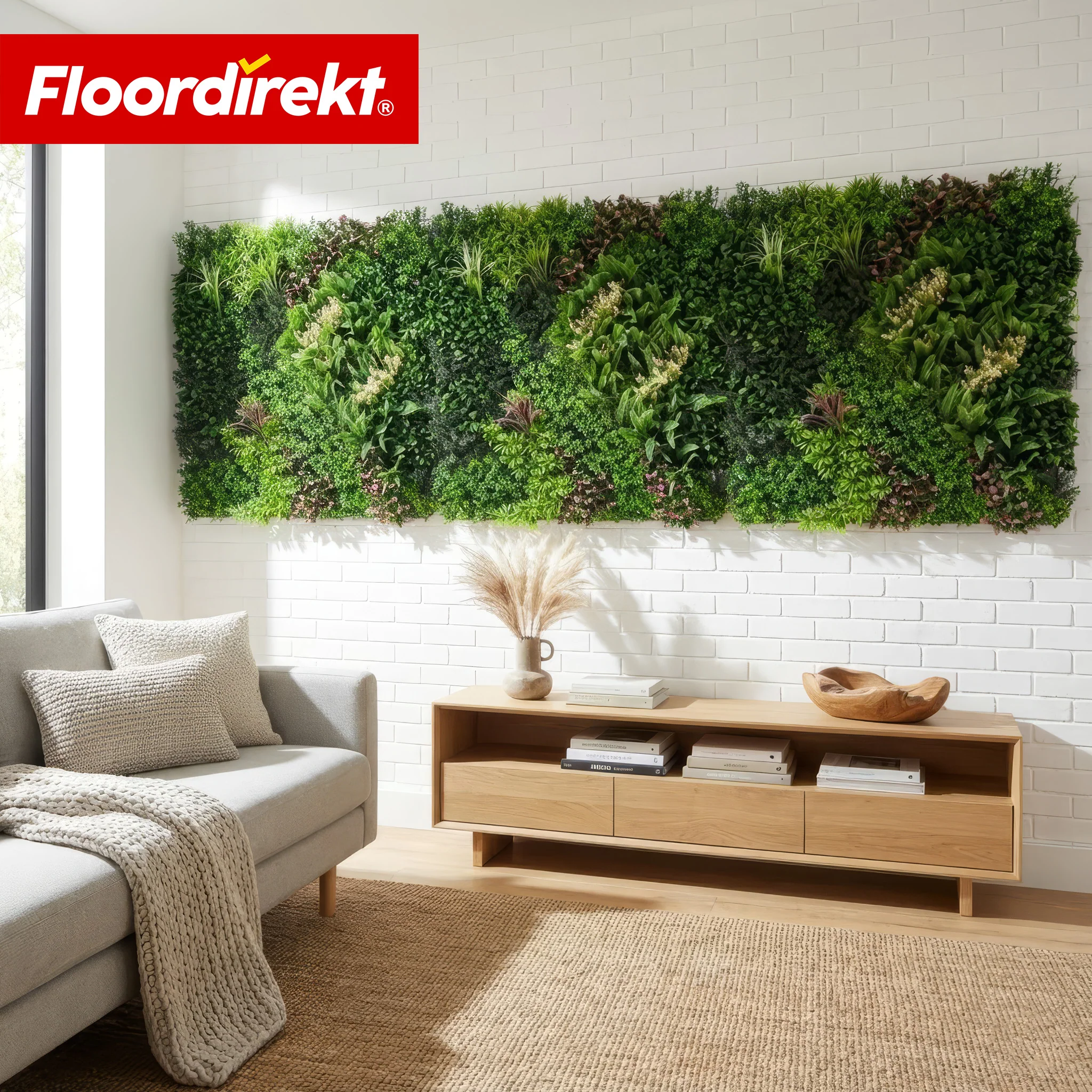 Pflanzenwand | Hera | Natürliches, pflegefreies Kunstpflanzen-Panel | Sonnenbeständig & erweiterbar mit Klick-System | 100 × 100 cm - Image 9