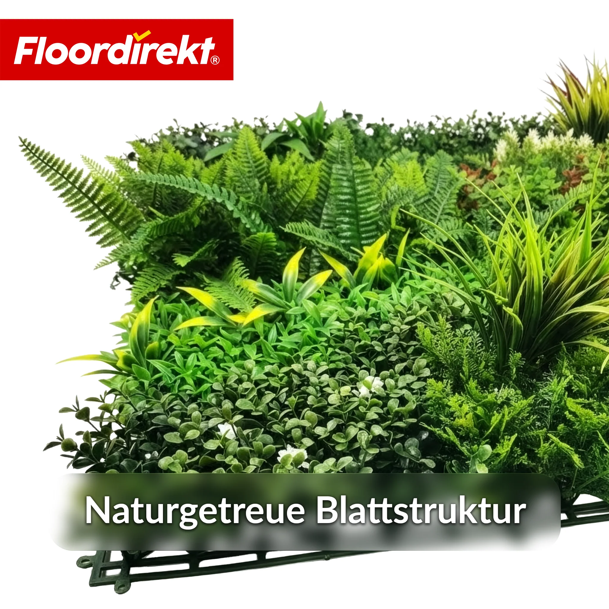 Pflanzenwand | Meadow | Natürliches Kunstpflanzen-Panel, sonnenbeständig & pflegefrei | Erweiterbares Klick-System | 100 × 100 cm - Image 4