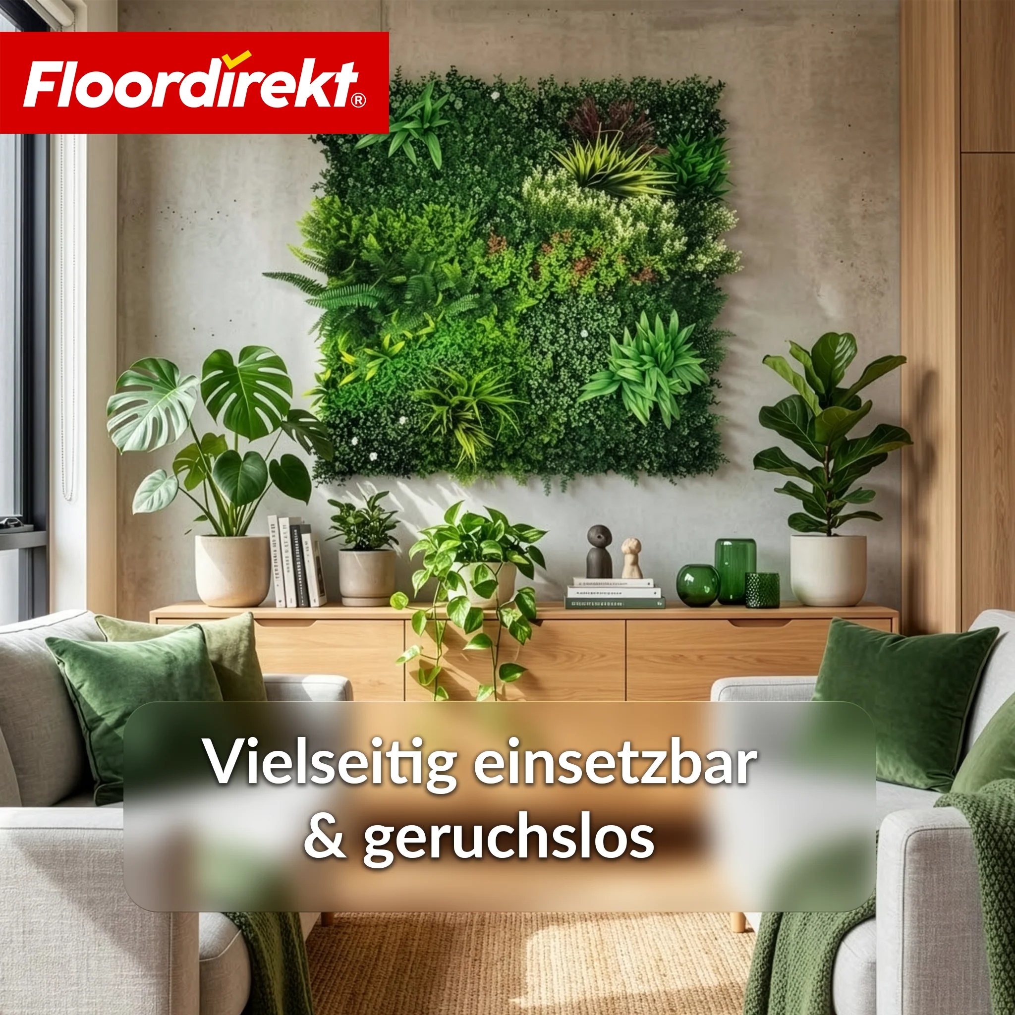 Pflanzenwand | Meadow | Natürliches Kunstpflanzen-Panel, sonnenbeständig & pflegefrei | Erweiterbares Klick-System | 100 × 100 cm - Image 5