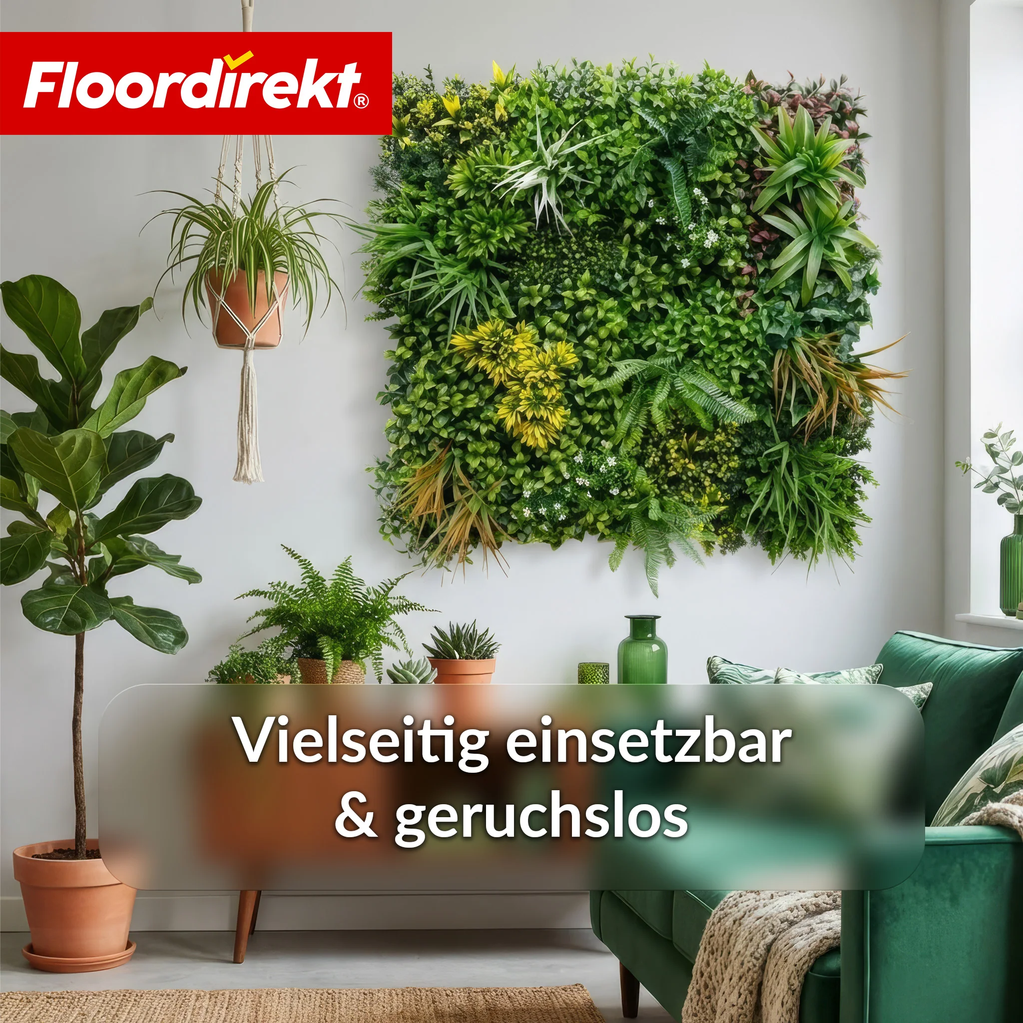 Pflanzenwand | Spring Garden | Natürliches, pflegefreies Grün-Panel | Sonnenbeständig & erweiterbar mit Klick-System | 100 × 100 cm - Image 4