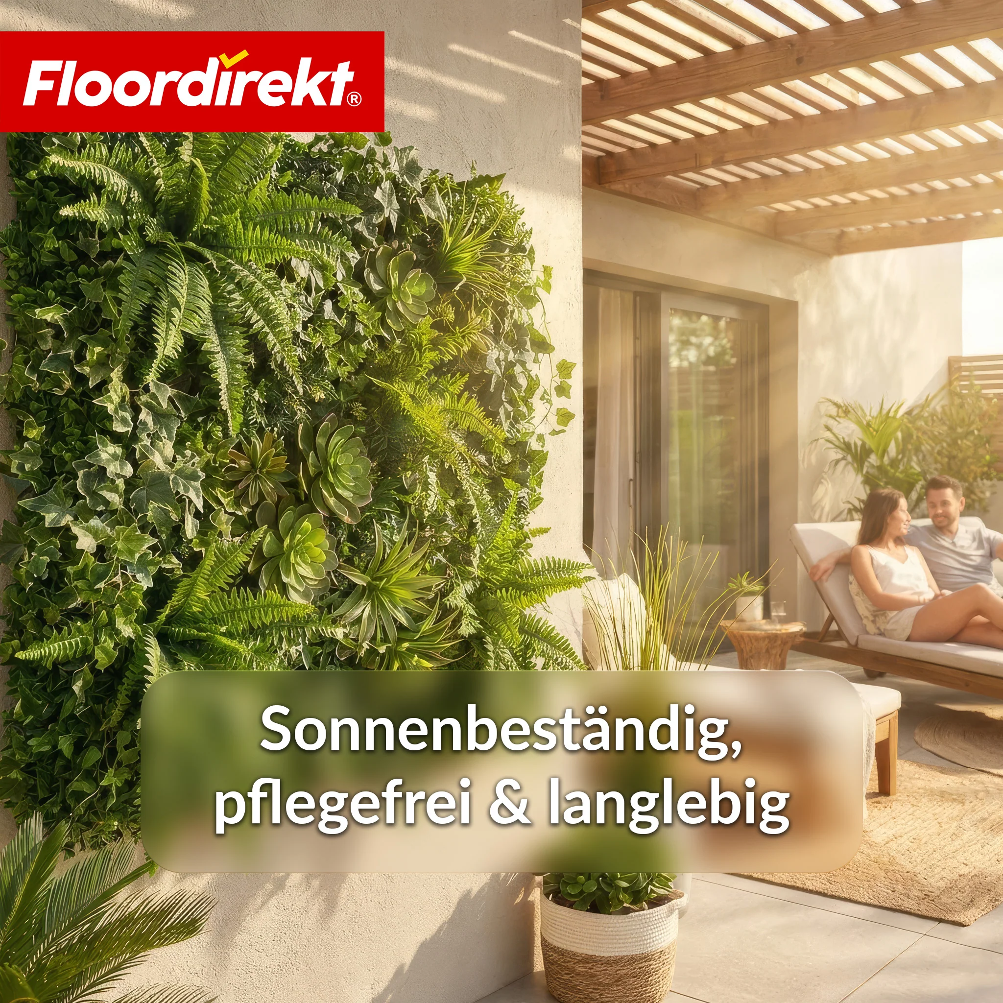 Pflanzenwand | Spring Garden | Natürliches, pflegefreies Grün-Panel | Sonnenbeständig & erweiterbar mit Klick-System | 100 × 100 cm - Image 5