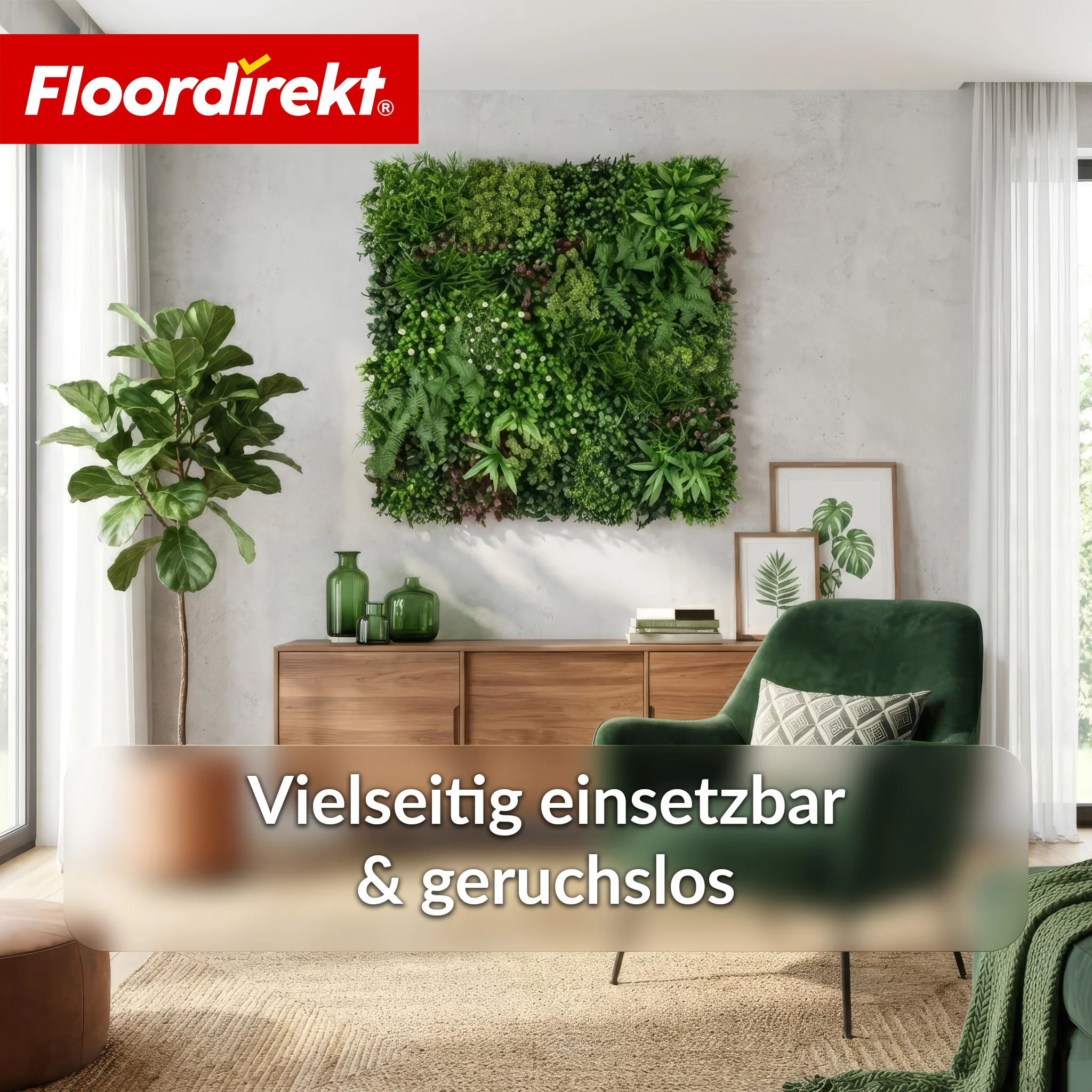 Pflanzenwand | Wonderland | Realistisches Kunstpflanzen-Panel | Formstabil, sonnenbeständig & erweiterbar | 100 × 100 cm - Image 4
