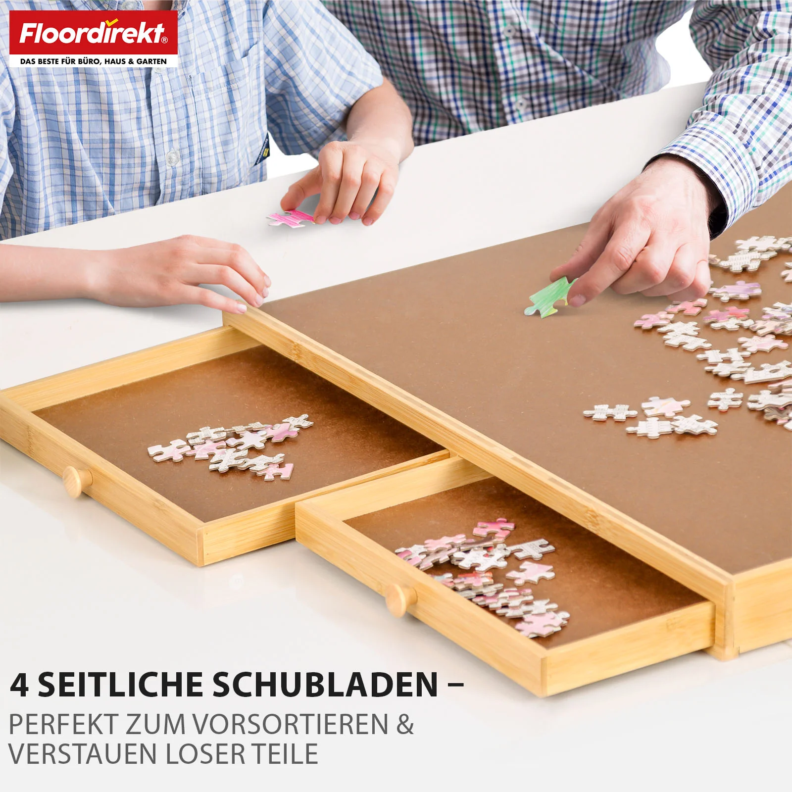 Puzzletisch | Yukon | Kompakte Puzzle-Unterlage mit Schubladen aus Bambus & MDF | Für bis zu 1000 Teile - Image 4