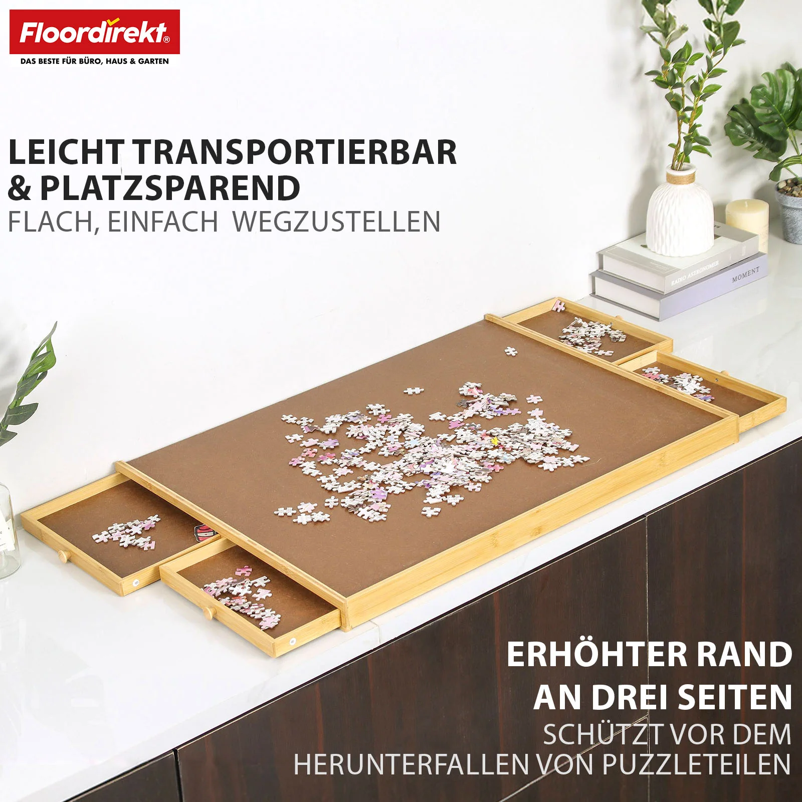 Puzzletisch | Yukon | Kompakte Puzzle-Unterlage mit Schubladen aus Bambus & MDF | Für bis zu 1000 Teile - Image 5