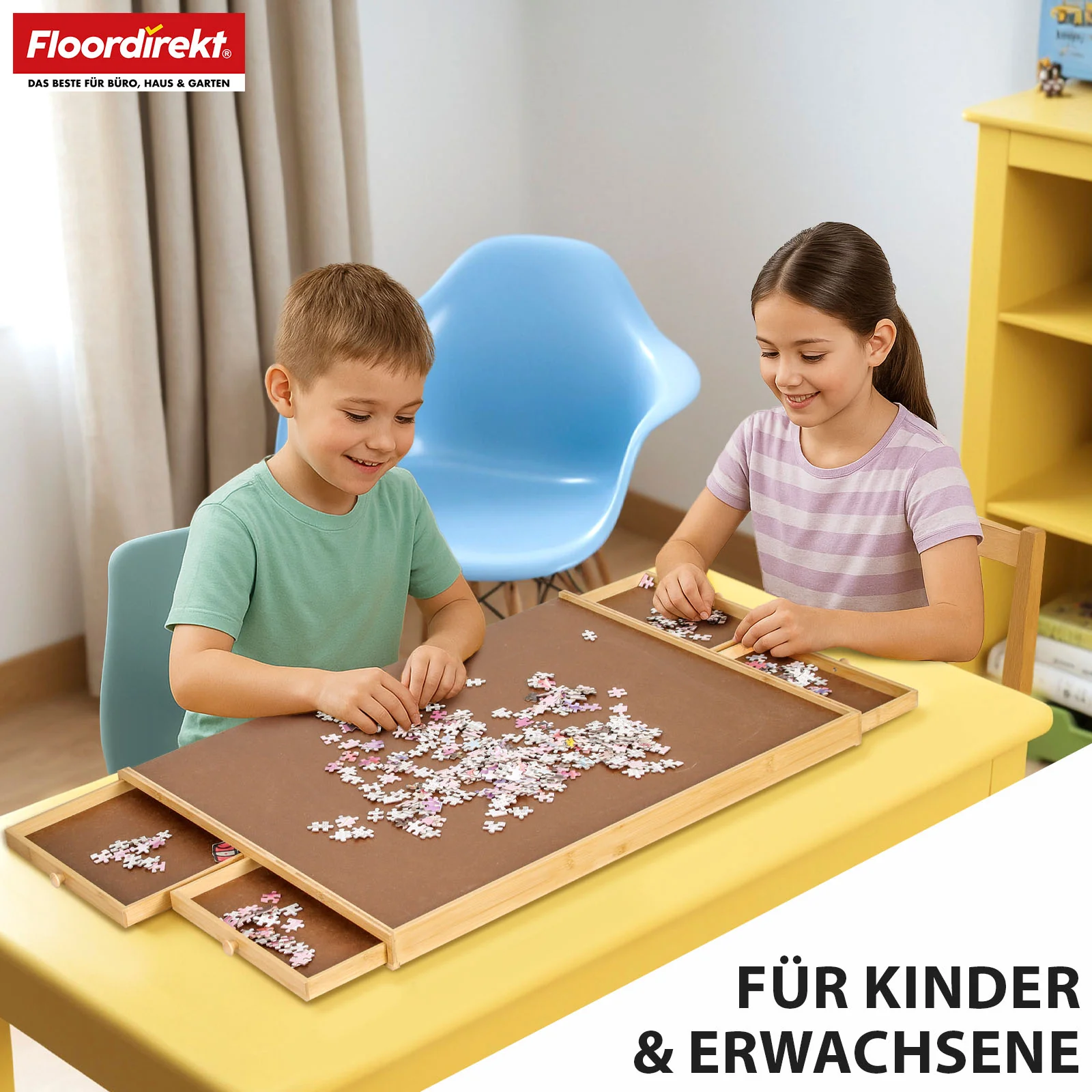 Puzzletisch | Yukon | Kompakte Puzzle-Unterlage mit Schubladen aus Bambus & MDF | Für bis zu 1000 Teile - Image 7