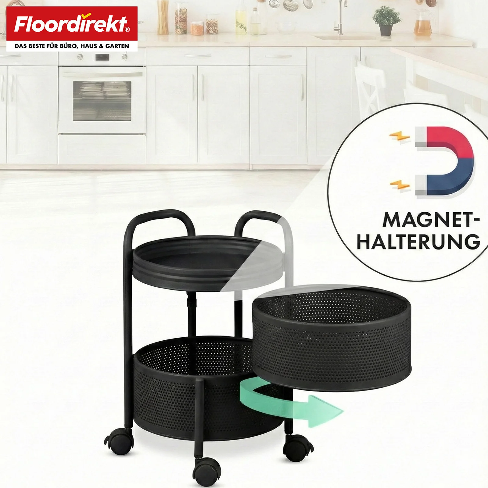 Rollwagen | Henry | Küchenwagen aus Stahl mit Rollen | Servierwagen | 3 oder 5 Etagen | Weiß & Schwarz - Image 12